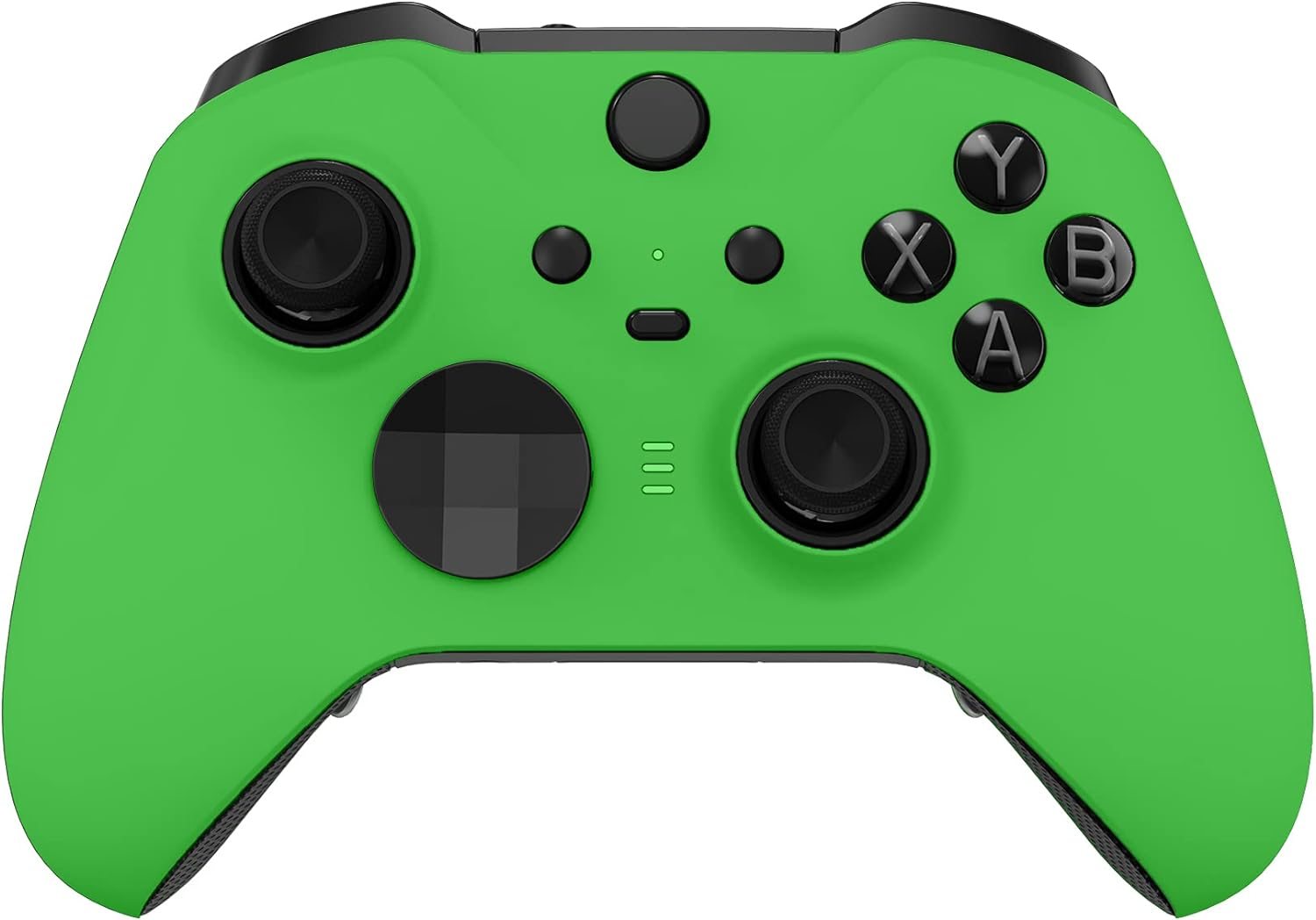 Extremerate Black Soft Touch Grip Faceplate Cover, Front Housing Shell Case Replacement Kit for Xbox One Elite Series 2 Controller Model 1797 - Thumbstick Accent Rings Included