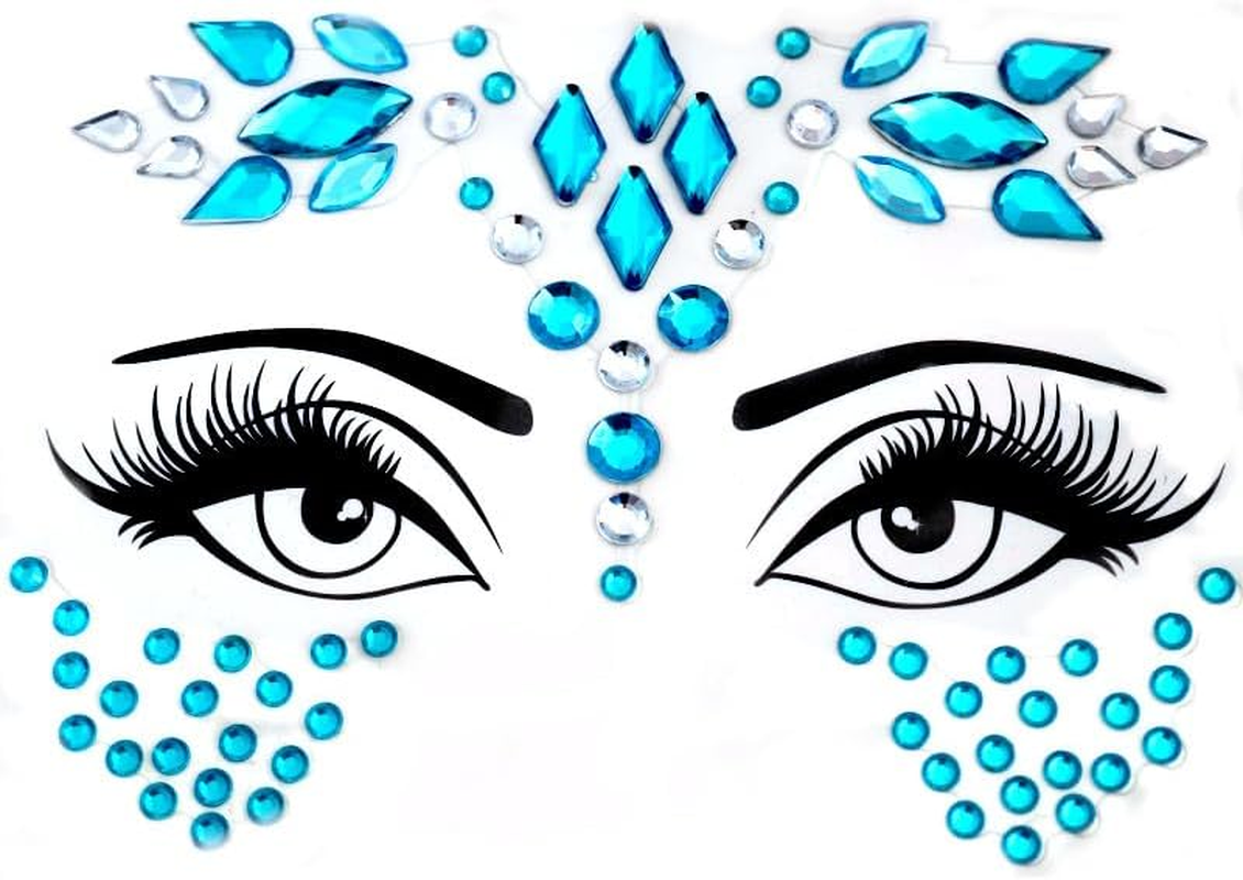 Festival Face Jewels Blue Party Gems Stickers Crystals Diamonds Rhinestones