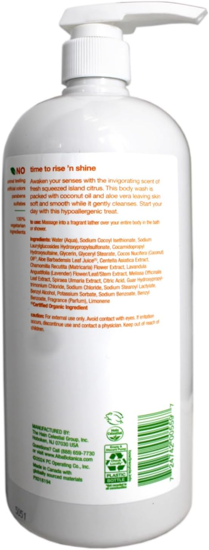 Alba Botanica Very Emollient Bath & Shower Gel - Island Citrus 32 Fl Oz (947 Ml) Gel