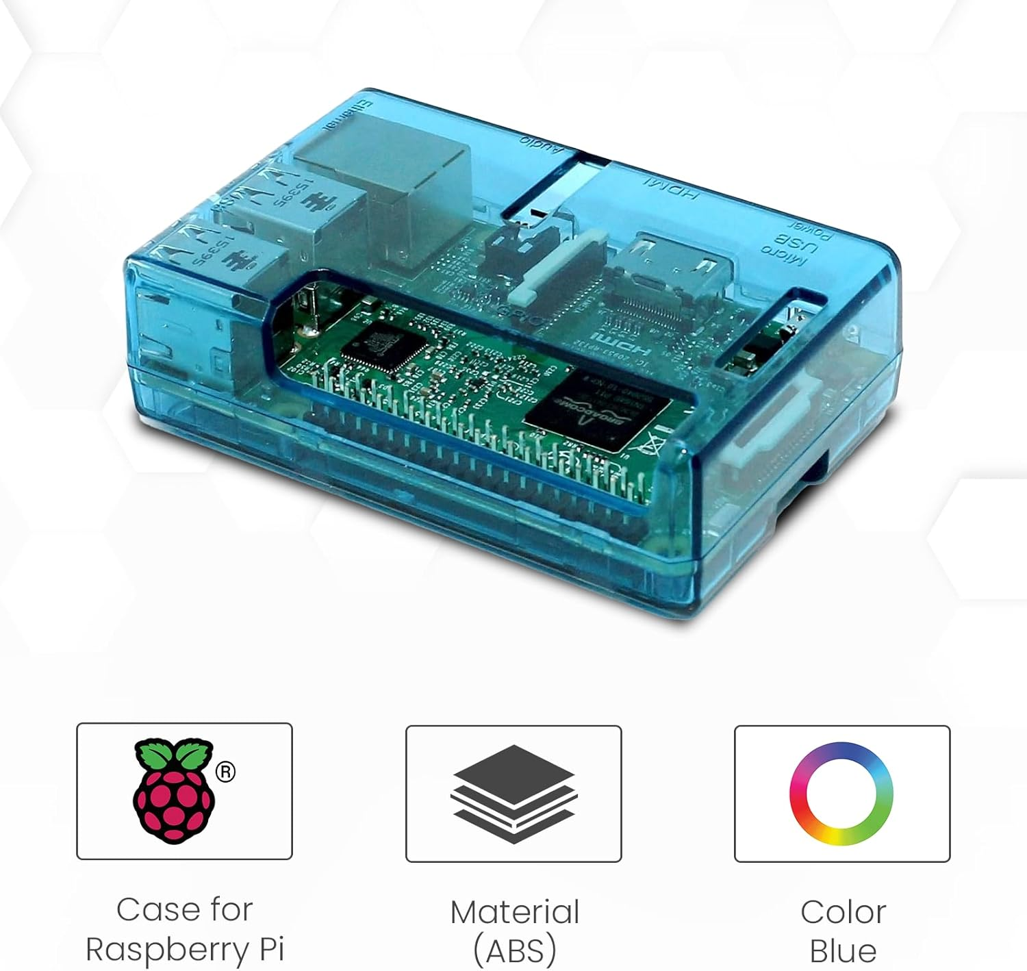 Premium Blue Transparent Case for Raspberry Pi 2 Model B Quad Core and Model B+ (B Plus) image number 1