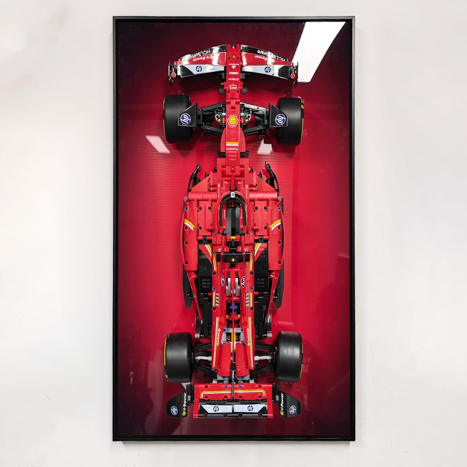 Display Wall Frame for  Technic Ferrari SF-24 F1 Model Car Kit(No Model), Unique Decorative Metal Display Wall Mount for  42207,Size:75X45Cm (Red)
