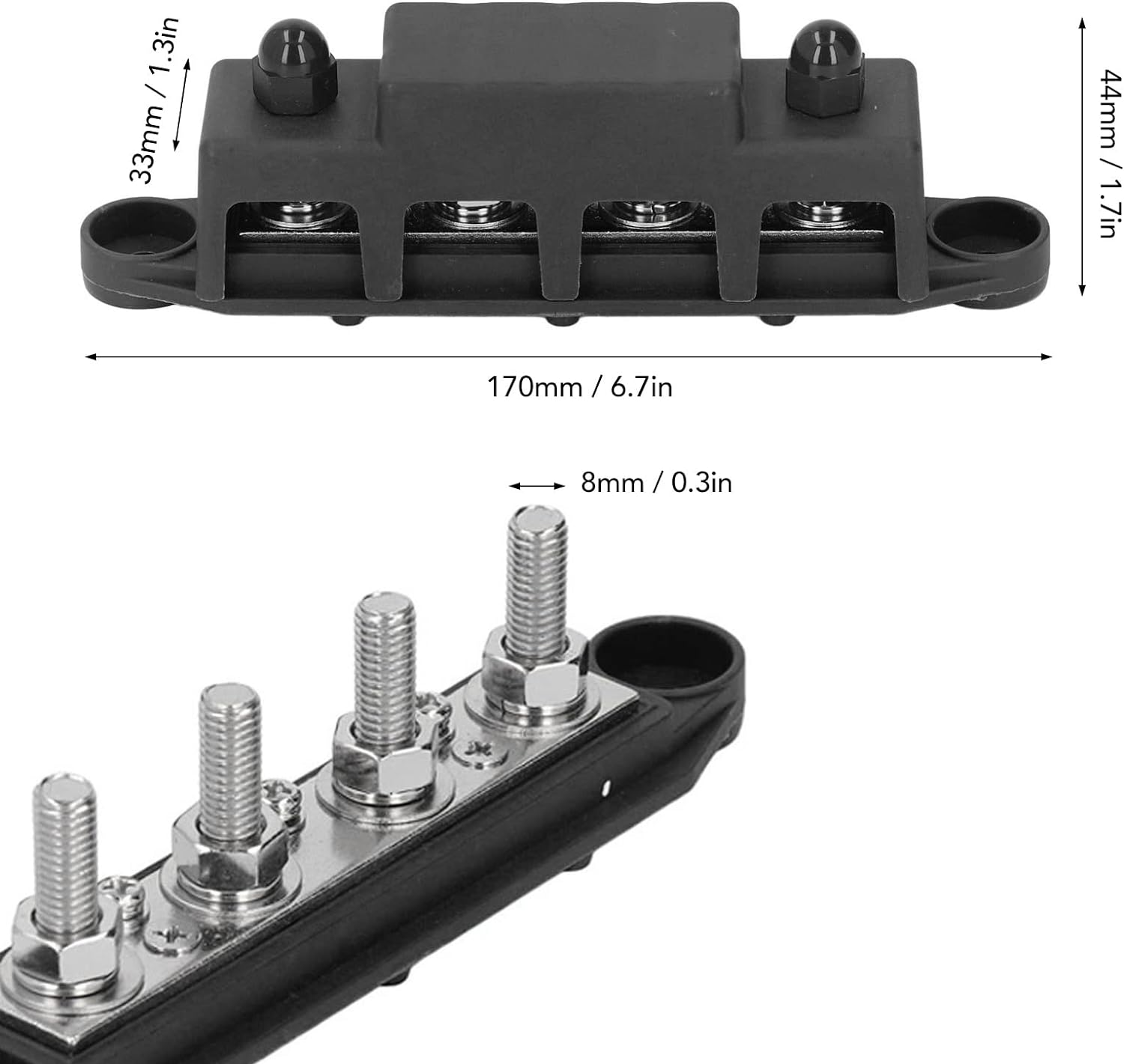 Duty Busbar Module, 62.5A Each Stud 4 Stud Power Distribution Box for Yacht (Black) image number 6