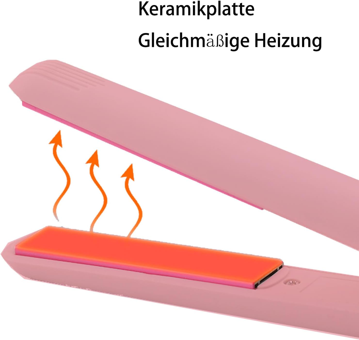 GERUI 2-In-1 Mini Hair Straightener, Curling Rod, Straight Board Curler, Straightener, Ceramic Heating Plate, Portable Ceramic Flat Curling Iron, Hair Curler for Women, Short Hair, Pony, Beard (Pink) image number 3