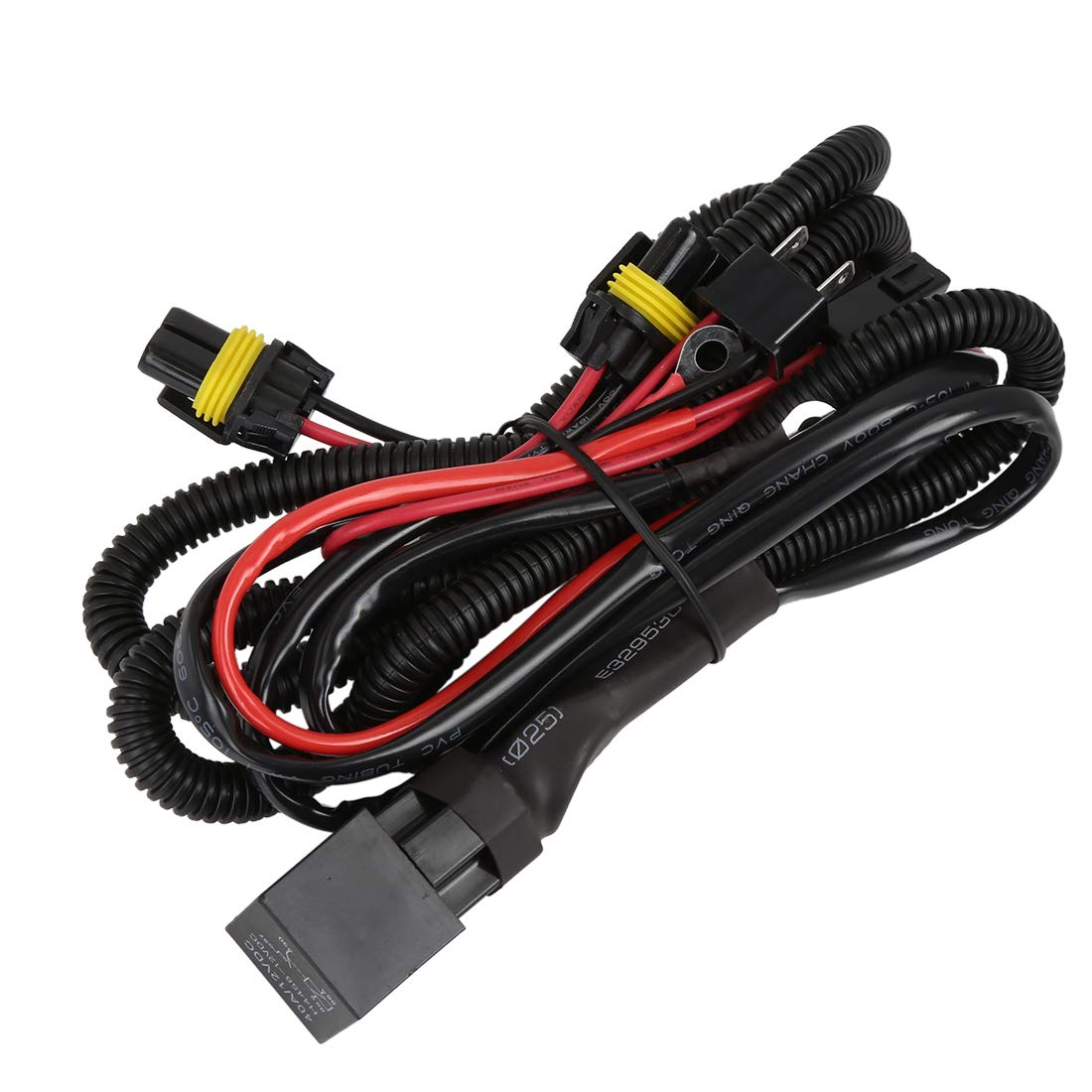 X AUTOHAUX Universal HID Relay Wiring Harness Single Beam Kit H1 H7 for Car