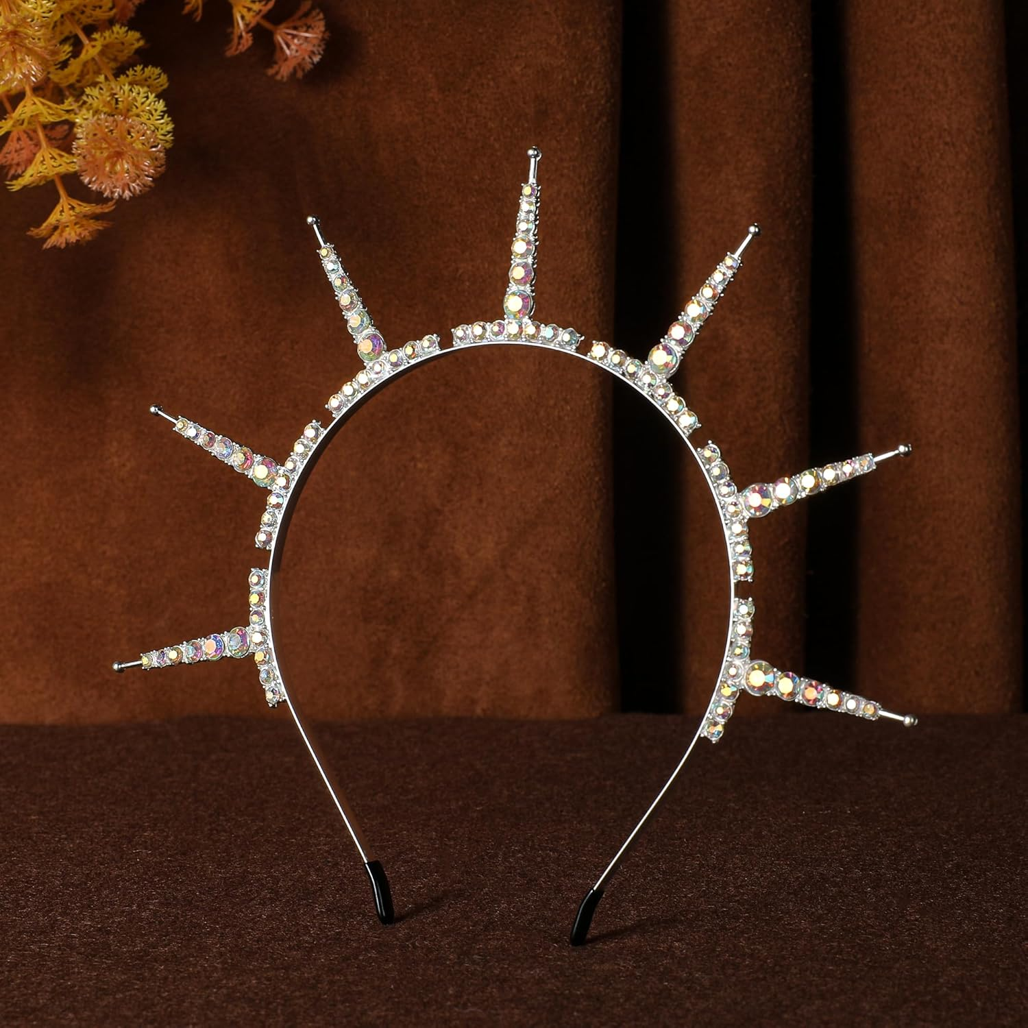 Partyforu Halo Crown Headband Rhinestone for Women, Sparkling Crystal Goddess Crown Headpiece for Wedding Photo Shoots, Crystal Halo Hair Band Tiara for Renfaire Cosplay image number 1