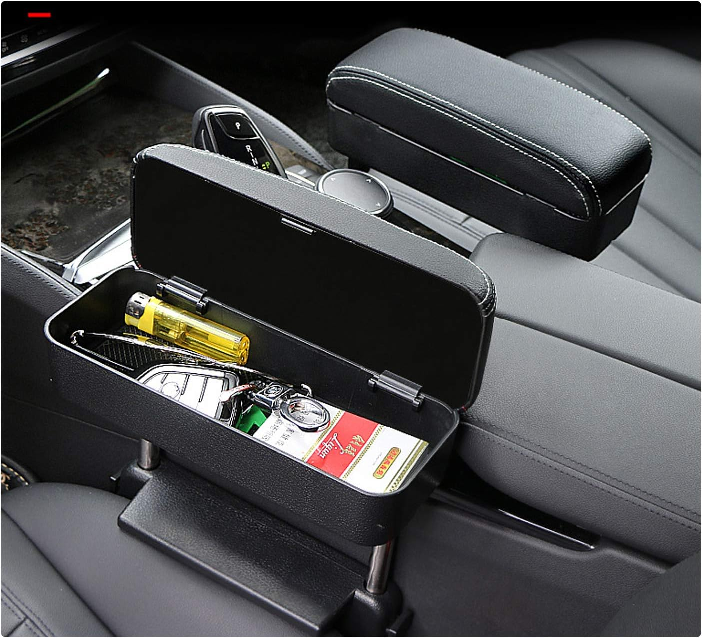 R RUIYA Armrest Box Protector for Universal Auto Car Center Console Armrest Extender General Motors Elbow & Forearm Wrist Rest Support Adjustable Height Comfort Pads (With White Line) image number 4