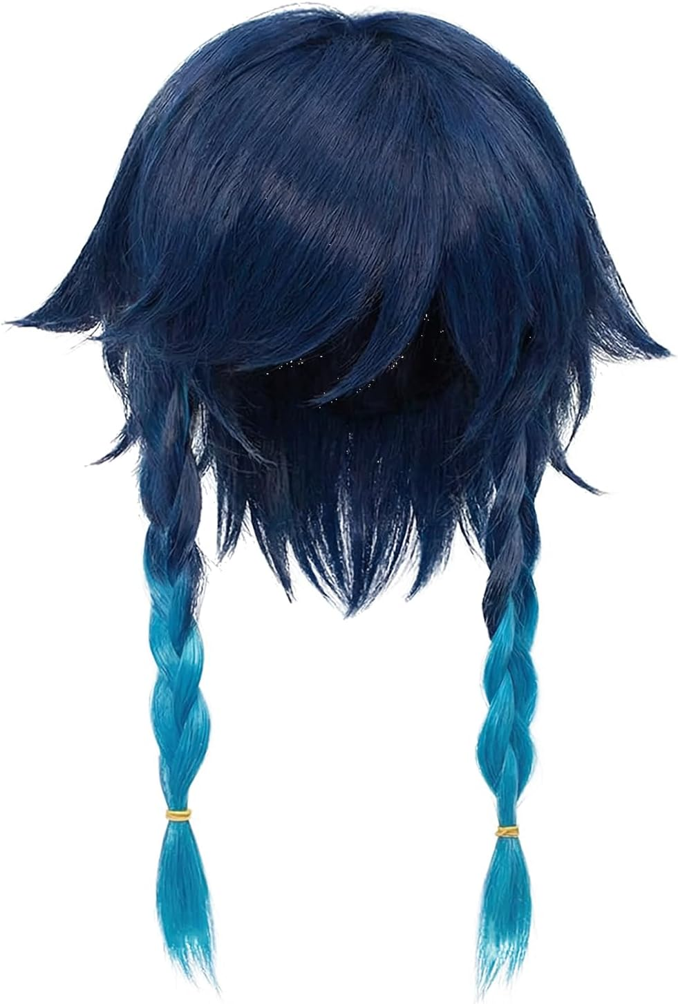 Heat Resistant Synthetic Wig with Braids Ponytails Bangs + Cap, Dark Blue Cosplay Wig for Halloween, Soft & Natural Look - Ruibex