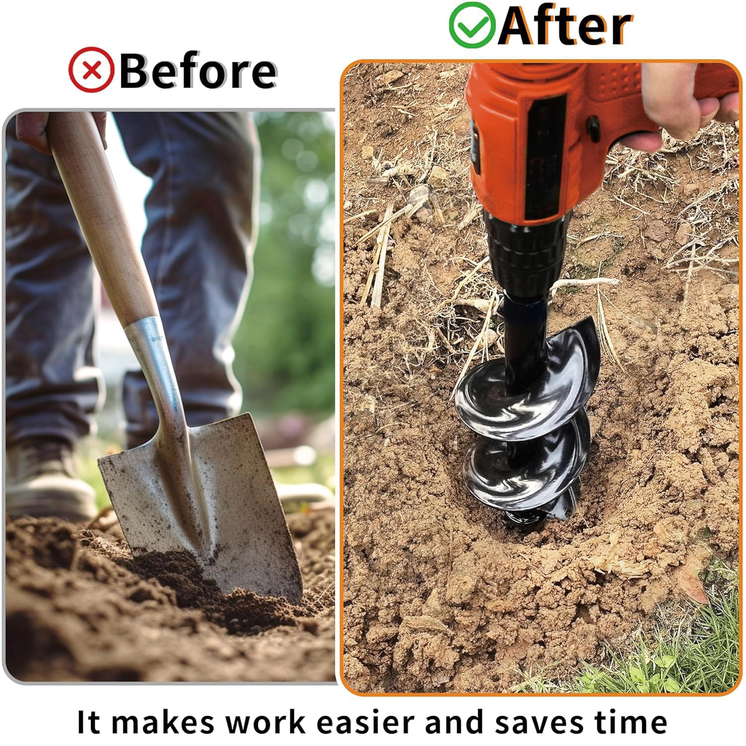 Garden Auger Drill Bit for Planting,Ground Earth Spiral,Heavy Duty Bulb Planter Tool for Post Posthole Hole Digger Plant Flower Farm Pasture Bedding Digging,Hex Drive Drill (1, 1.6" X 17"（4 * 45 Cm）) image number 1