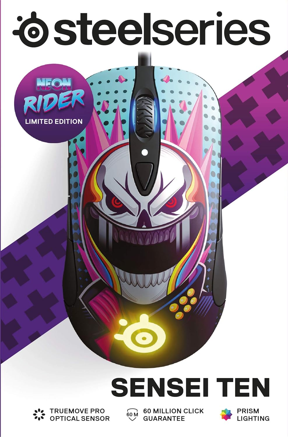 Steelseries Sensei Ten Neon Rider Edition Gaming Mouse &ndash; 18,000 CPI Truemove Pro Optical Sensor &ndash; Ambidextrous Design &ndash; 8 Programmable Buttons &ndash; 60M Click Mechanical Switches &ndash; RGB Lighting image number 5