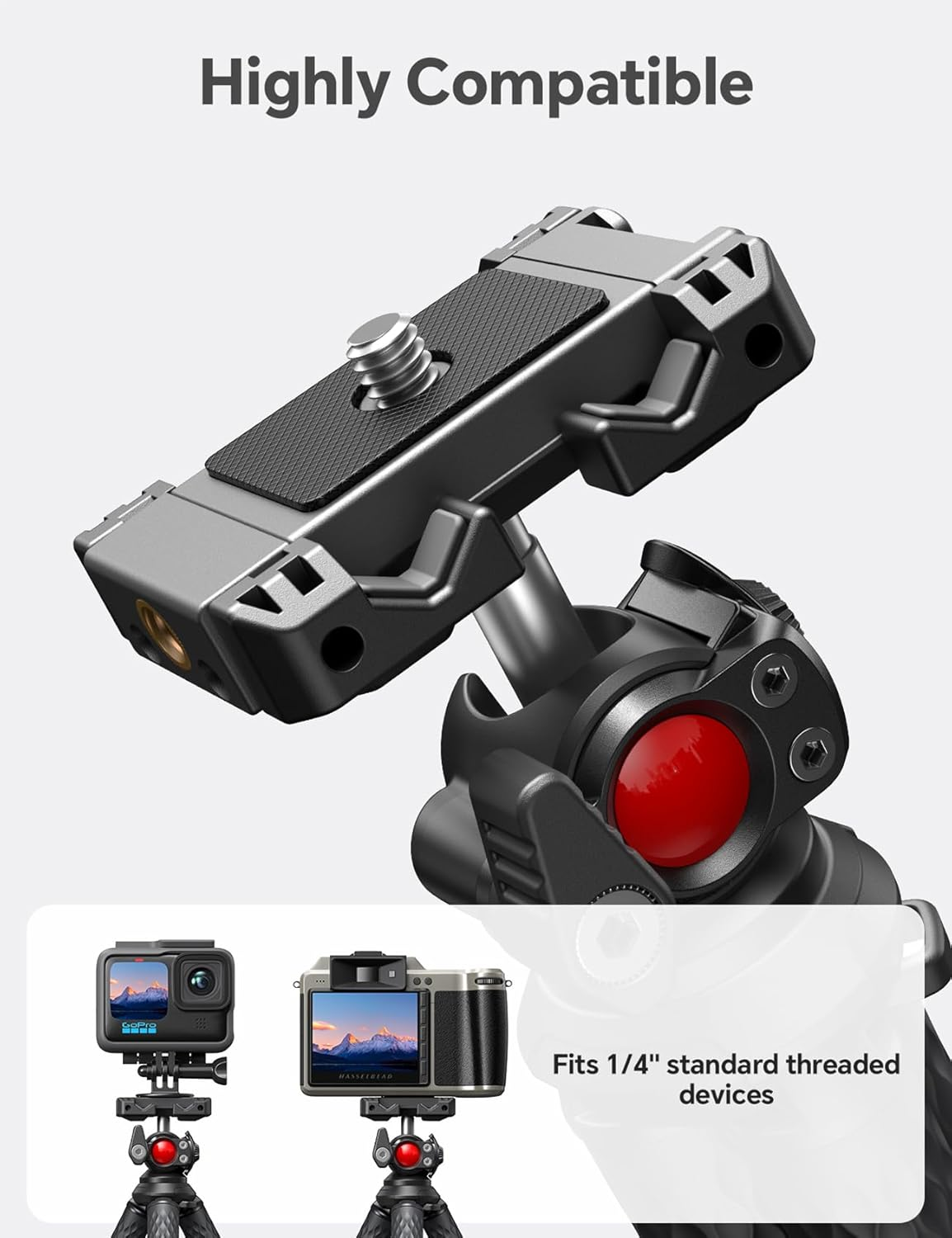 Coolpow Phone Tripod - 3 in 1 Phone Mini Flexible Tripod Stand with Wireless Remote & Action Camera Adapter, Phone Camera Stand for Video Recording Selfie Compatible with Iphone Galaxy Go Pro Camera image number 5