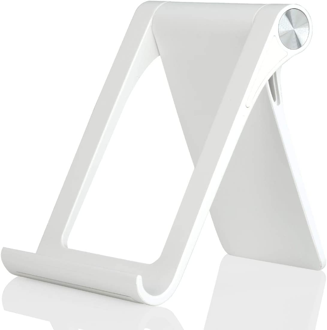 Phone Stand Holder Multi-Angle Adjustable Phone Desk Stand Tablet Holder for Iphone 17 16 15 14 13 12 11 Pro Max XS XR 8 plus 6 7 Galaxy S22 S21 S20 S10 S9 S8 Android Smartphone (White)