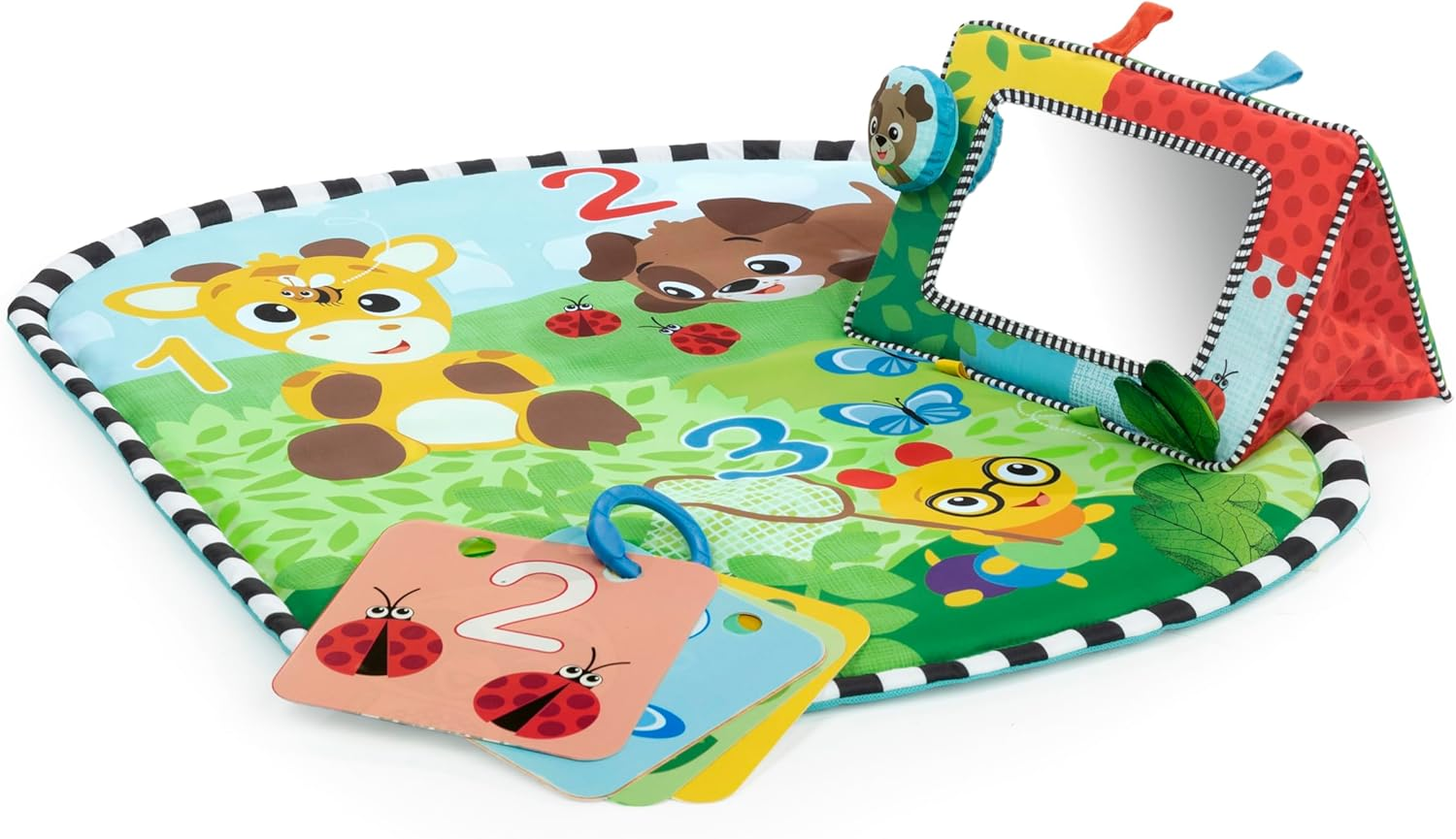 Baby Einstein Discovery Garden Tummy Time Mat & Mirror, Ages 0-6 Months, Multisensory