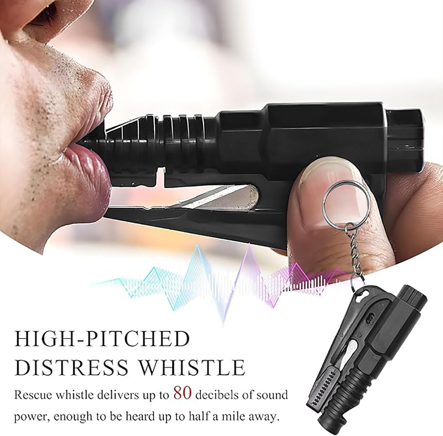 BEANPRECOY 4-Pack 3-In-1 Car Window Breaker Seatbelt Cutter Keychain, Emergency Window Glass Breaker Tool for Car, Family Safety, Road Trips & Daily Commute Black image number 3