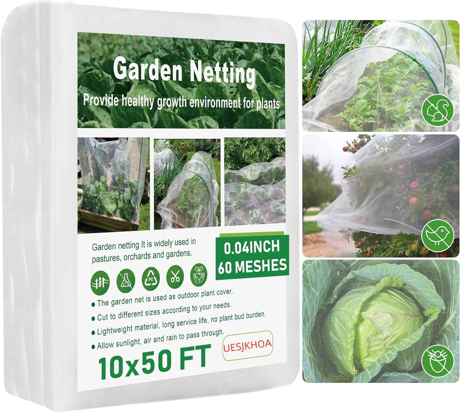 Garden Netting 10X 50Ft,Garden Mesh Barrier,Ultra Fine Protective Mesh,Reusable Plant Cover for Protecting Vegetables, Fruits,Plants Flowers Garden Netting for Raised Beds (Garden Netting) image number 5