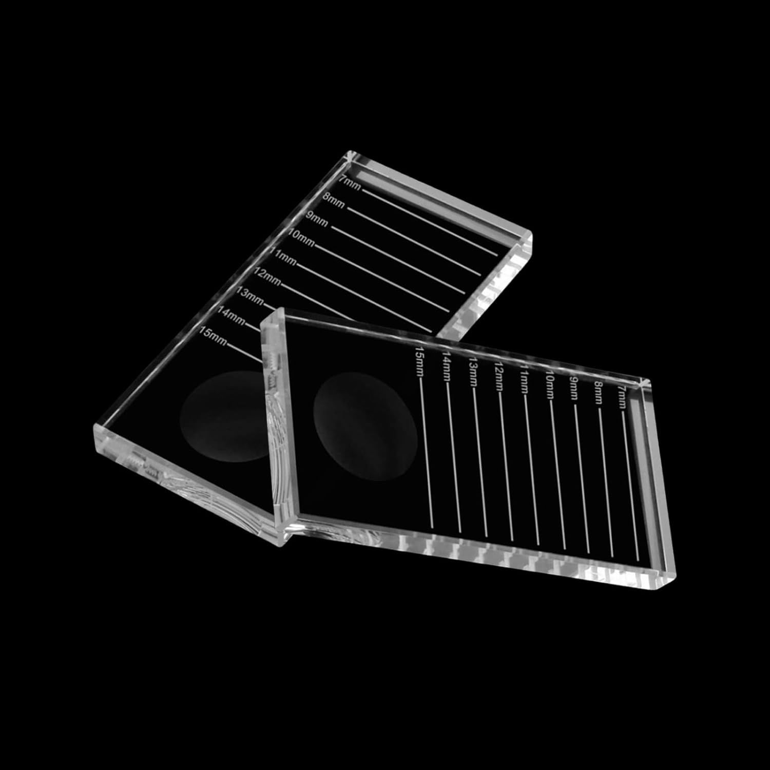 INCAUCA 2-In-1 Lash Trays for Lash Extensions 4 X 2 X 0.4 in (10 X 5 X 1 Cm), Crystal Glass Lash Tile, Lash Tray Adhesive Glue Holder, False Eyelash Pallet Strip Organizer (2Pcs)