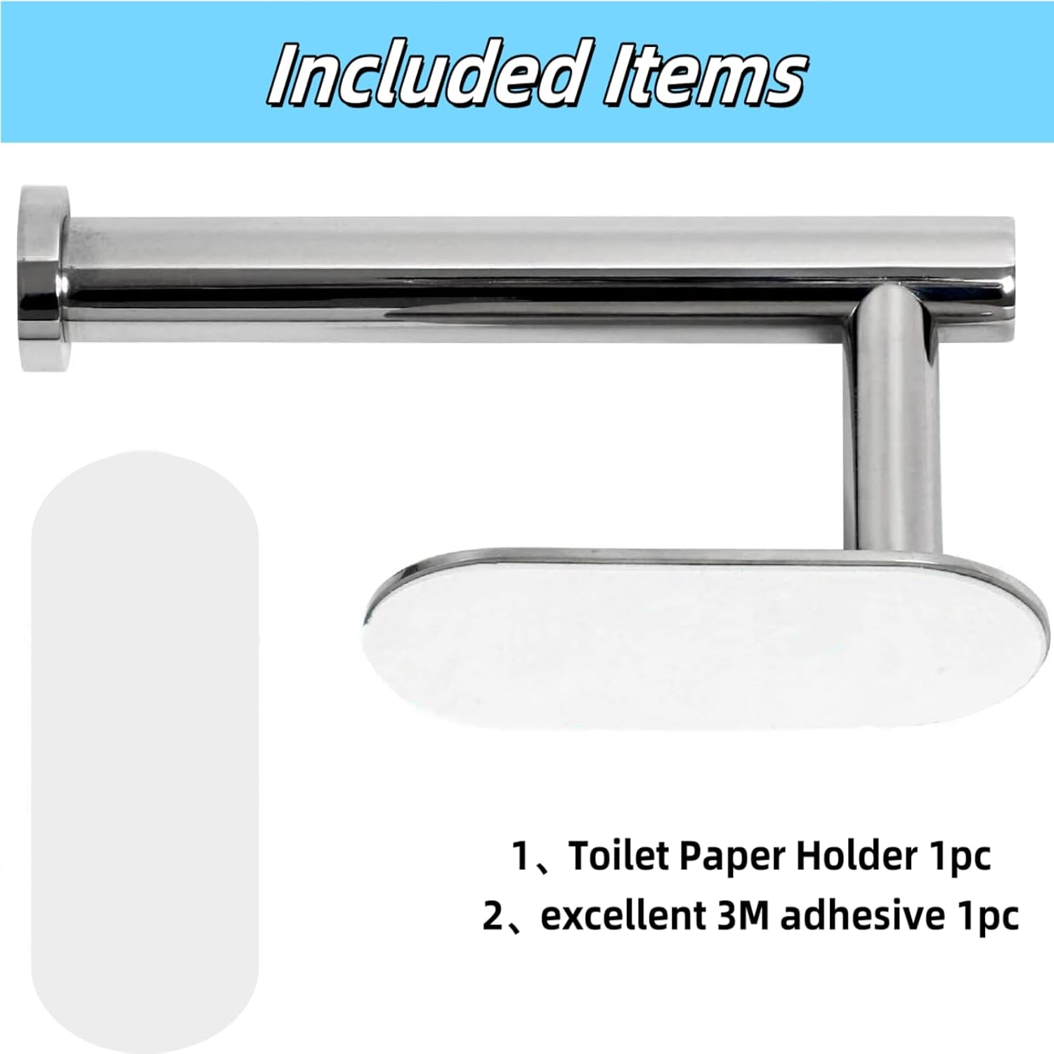 Toilet Paper Holder Self Adhesive - Kitchen Washroom Adhesive Toilet Roll Holder No Drilling for Bathroom Stick on Wall Stainless Steel Brushed (Sliver) image number 2