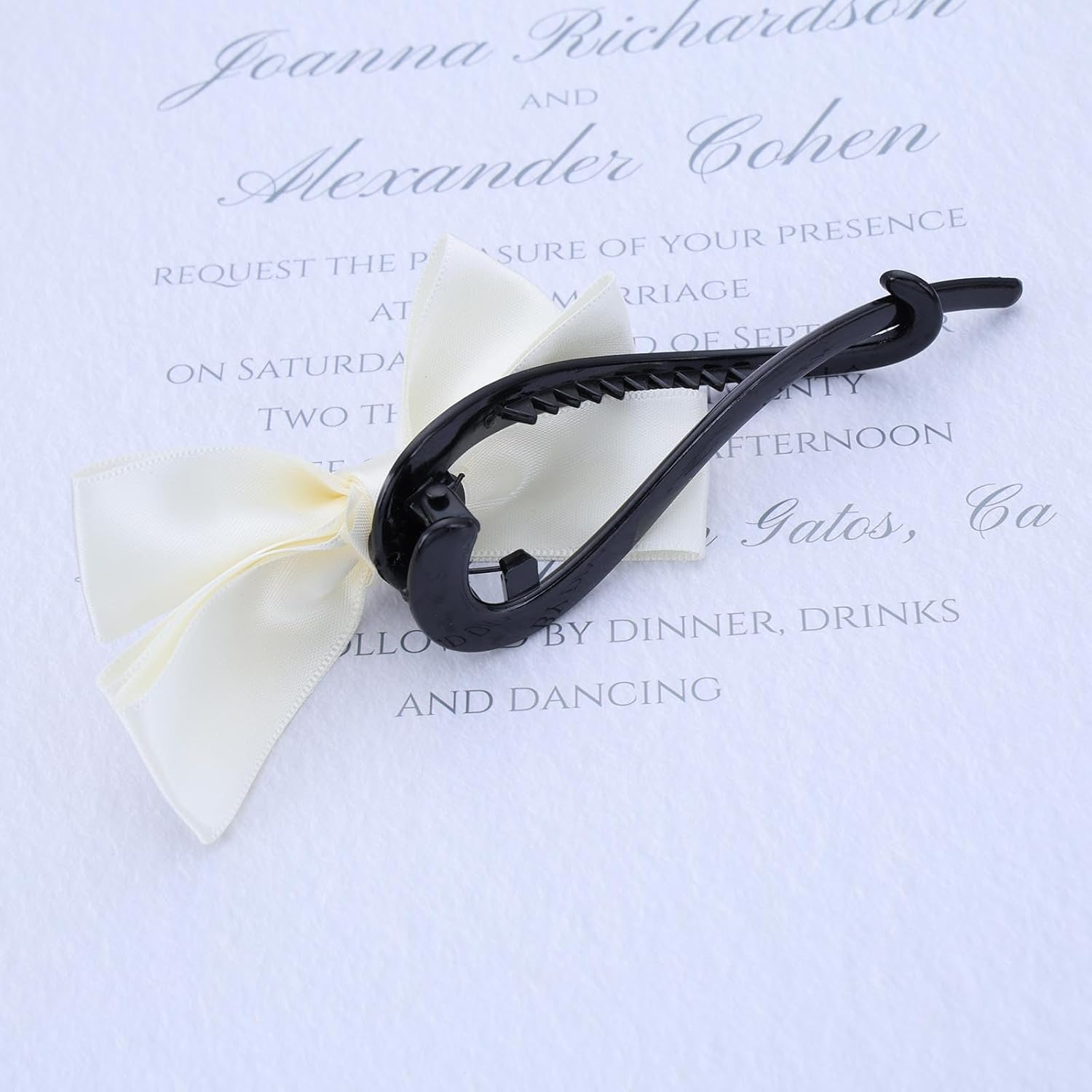 Tseenyi Bow Hair Clip Satin Hair Accessories Hair Pins White Bow Knot Twisted Hair Clips Small Bow Hair Clips Bow Ties Twist Clip Vintage Bridal Hair Clips Wedding Barrette image number 6