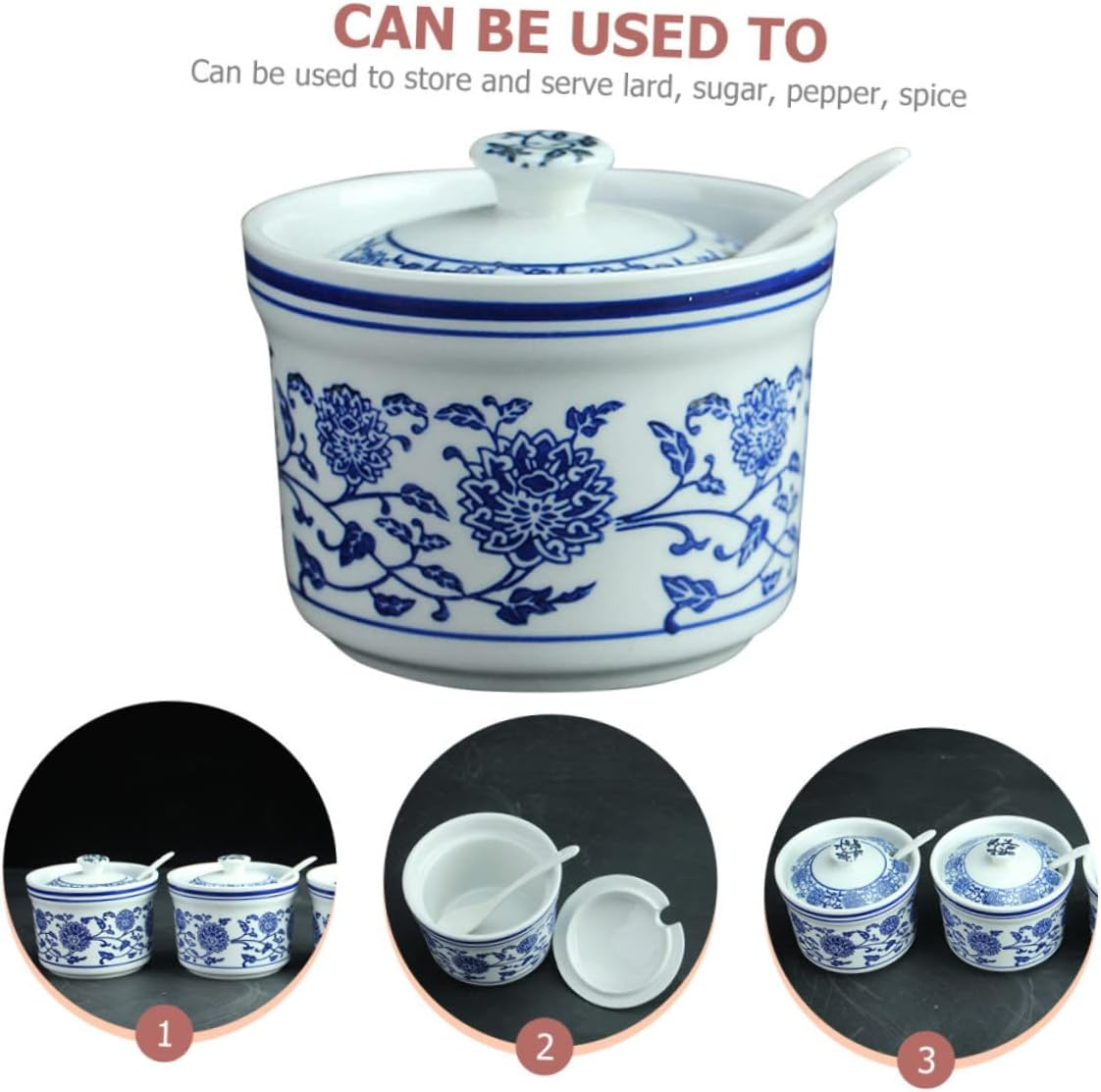 FUNOMOCYA Ceramic Seasoning Jar with Spoon Airtight Storage Canister for Spices Elegant Kitchen Container for Salt Sugar Condiments for Home Restaurant and Use image number 6