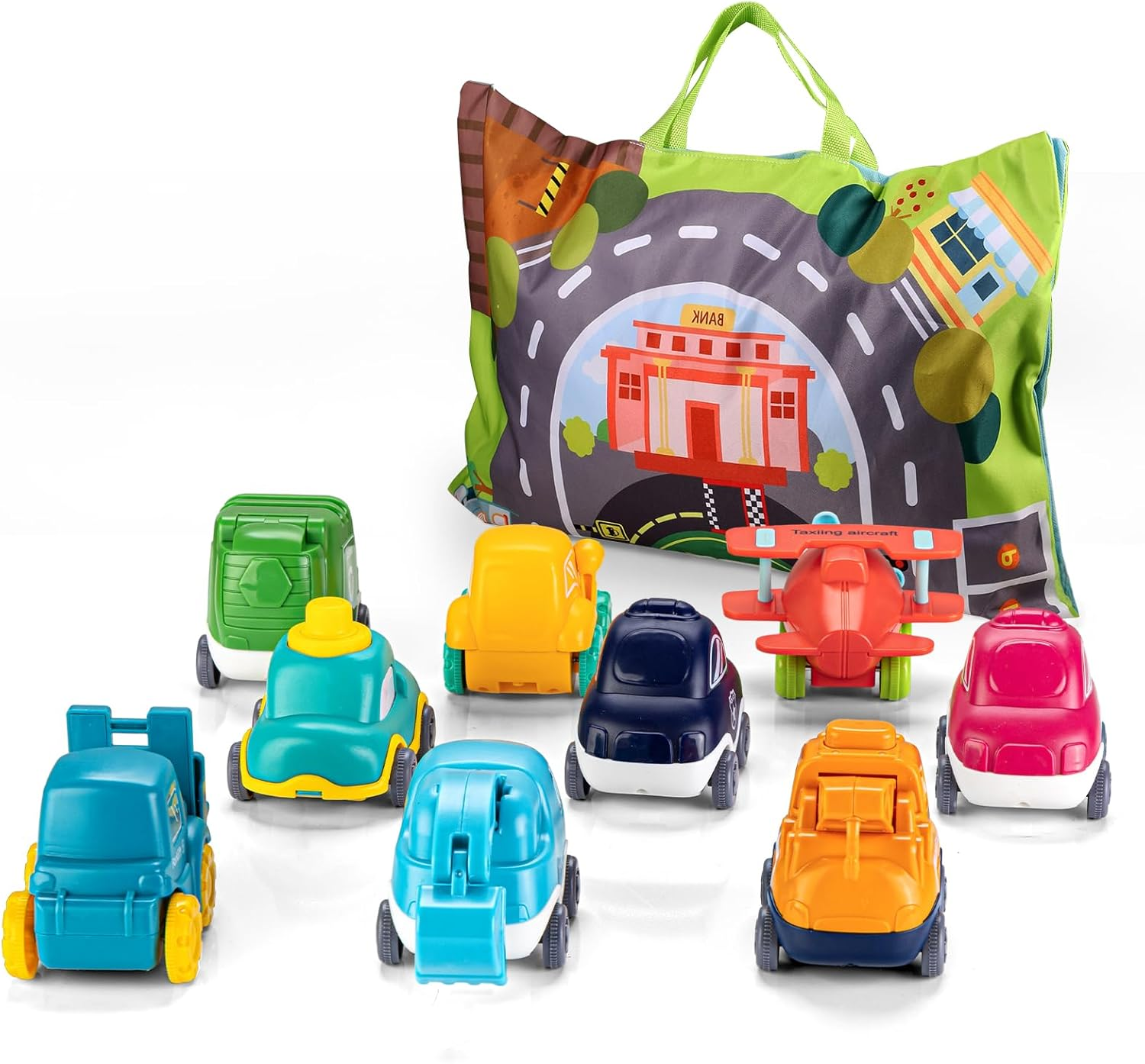 ALASOU 9 PCS Baby Cranes Car Toys with Playmat/Storage Bag|1St Birthday Gifts Toddler Age 1-2|Baby Toys for 1 2 Year Old Boy|1 2 Year Old Boy Birthday Gift Infant Toddlers image number 3