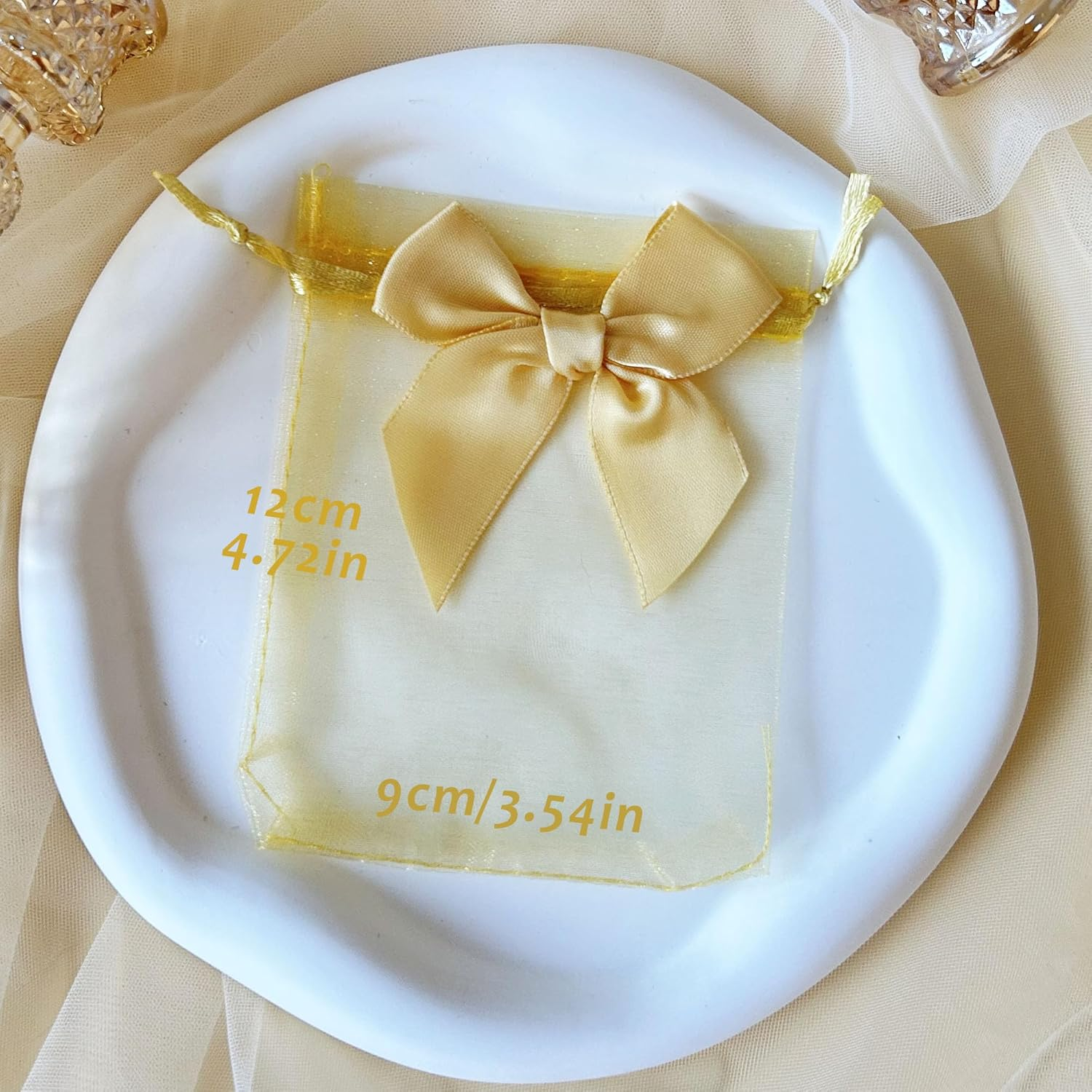 40 PCS 3.6"X4.7"(9X12Cm) Premium Sheer Organza Bags Gold Wedding Favor Bags Jewelry Gift Bags for Party Christmas Festival - Green image number 5