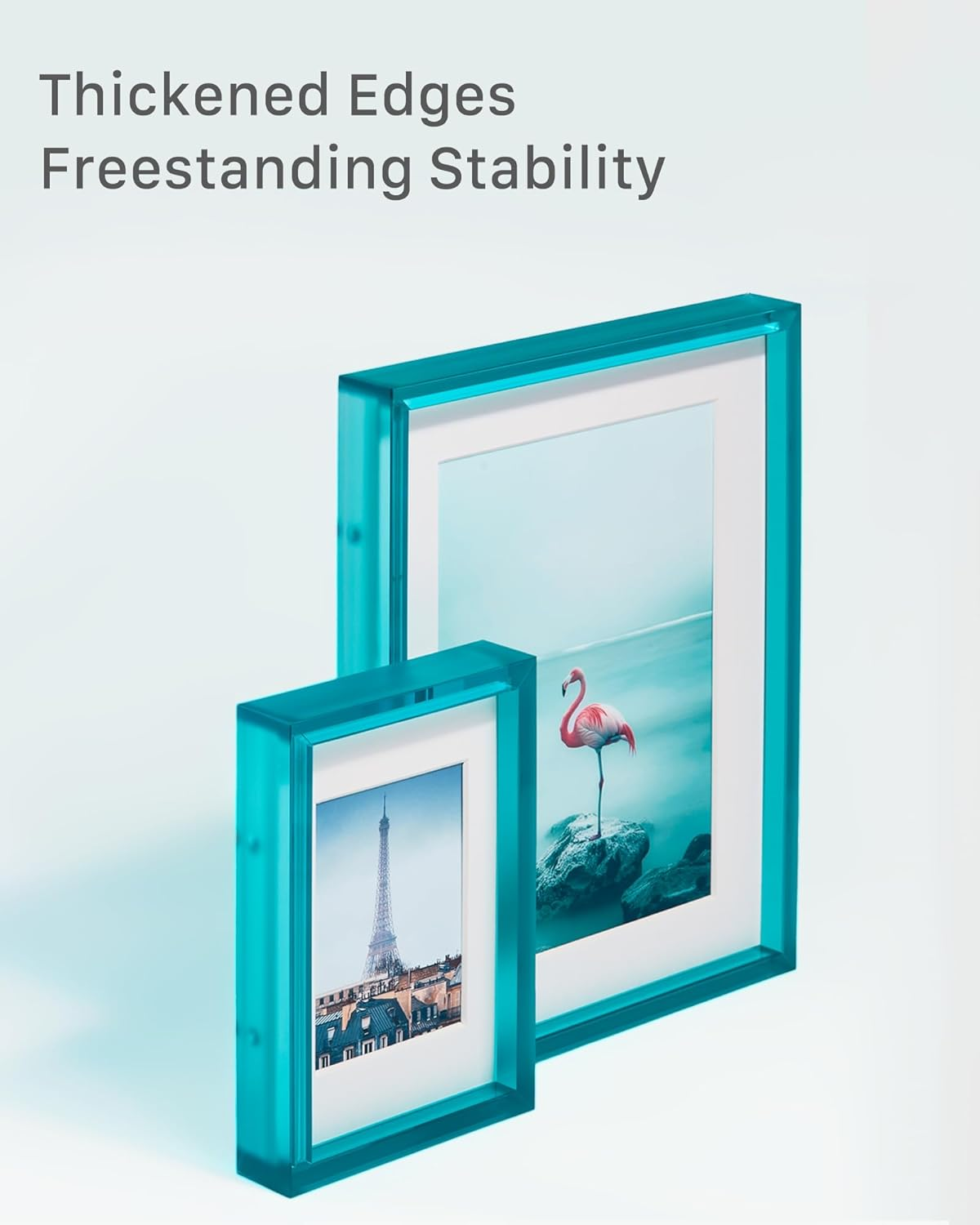 FARWAYVIEW Blue 4X6 Acrylic Picture Frame with Mat Neon Modern Colorful Tabletop & Wall Mount, Bondi Blue image number 2
