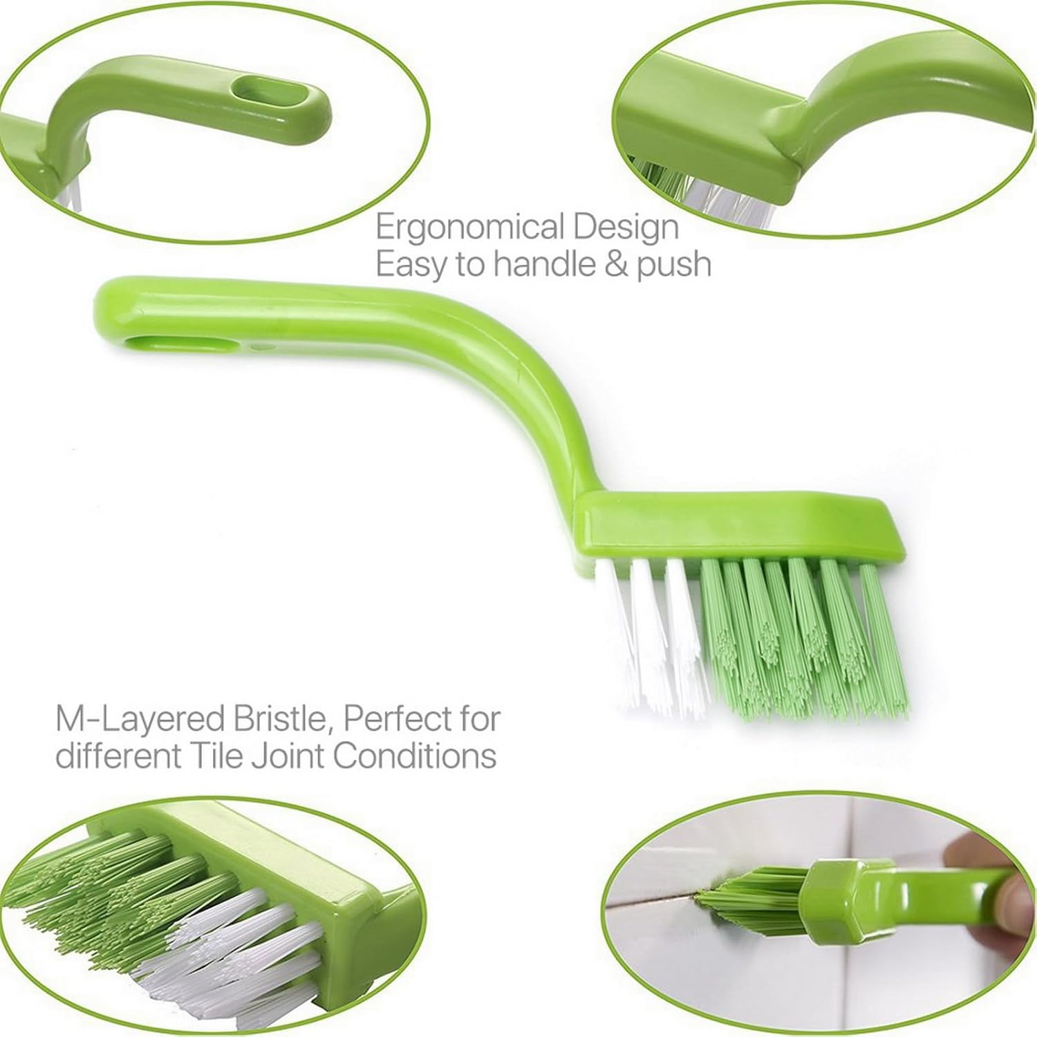 GYB Green 3 in 1 Tile Grout Cleaning Brush Mould Remover Narrow Stiff Stain Cleaner image number 1