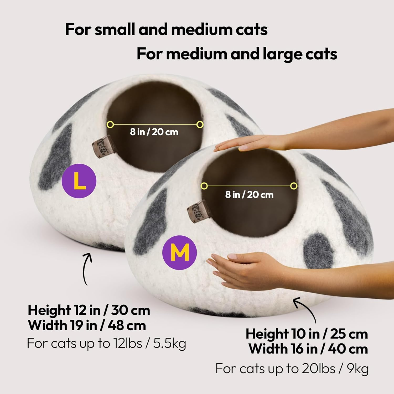 Luxury Cave Bed &ndash; Handmade Merino Wool Felt Hideaway, Vet-Designed Condo, Hypoallergenic Pet House, Cozy Igloo Bed for Kittens, Eco-Friendly Modern Pet Furniture