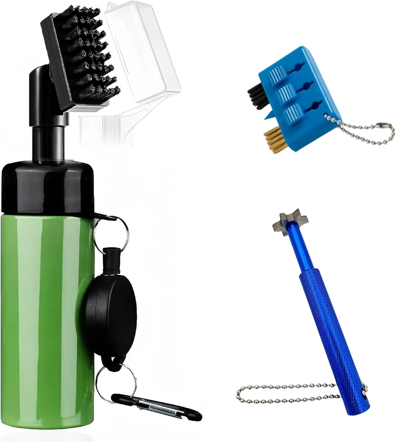 Golf Club Cleaning Kit Retractable Water Brush with Nylon Bristles and 6-Sided Groove Cleaner Portable Cleaner for Irons Woods Putters Essential Golf Accessories and Brush image number 4