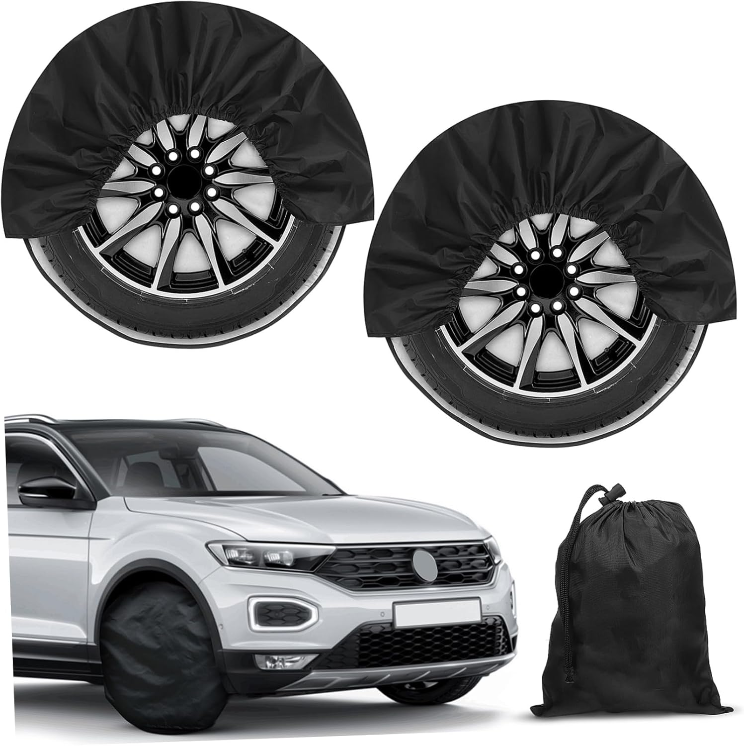 SOESFOUFU 4Pcs Tire Storage Bag Luggage Wheel Covers for Trailer Rv Truck Tire Covers Oxford Cloth Black image number 1
