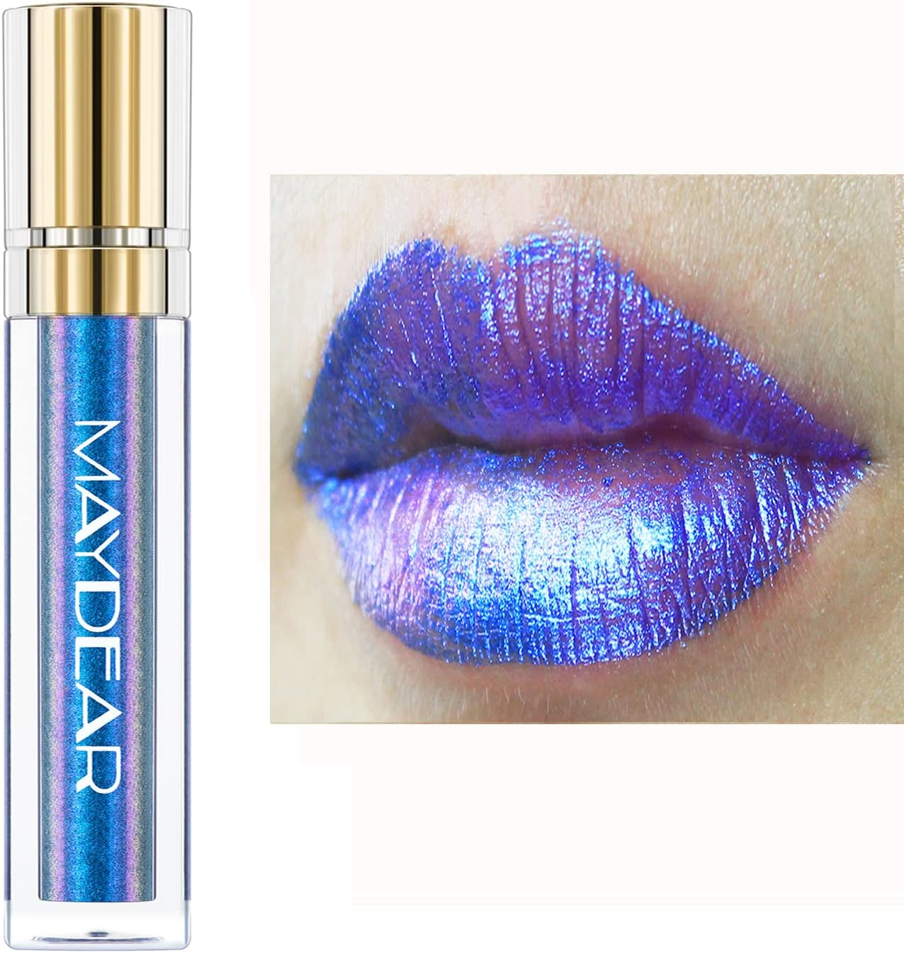 Maydear Chameleon Lipstick Durable Waterproof Colorful Diamond Shimmer Lip Gloss for Women Girls Makeup Set