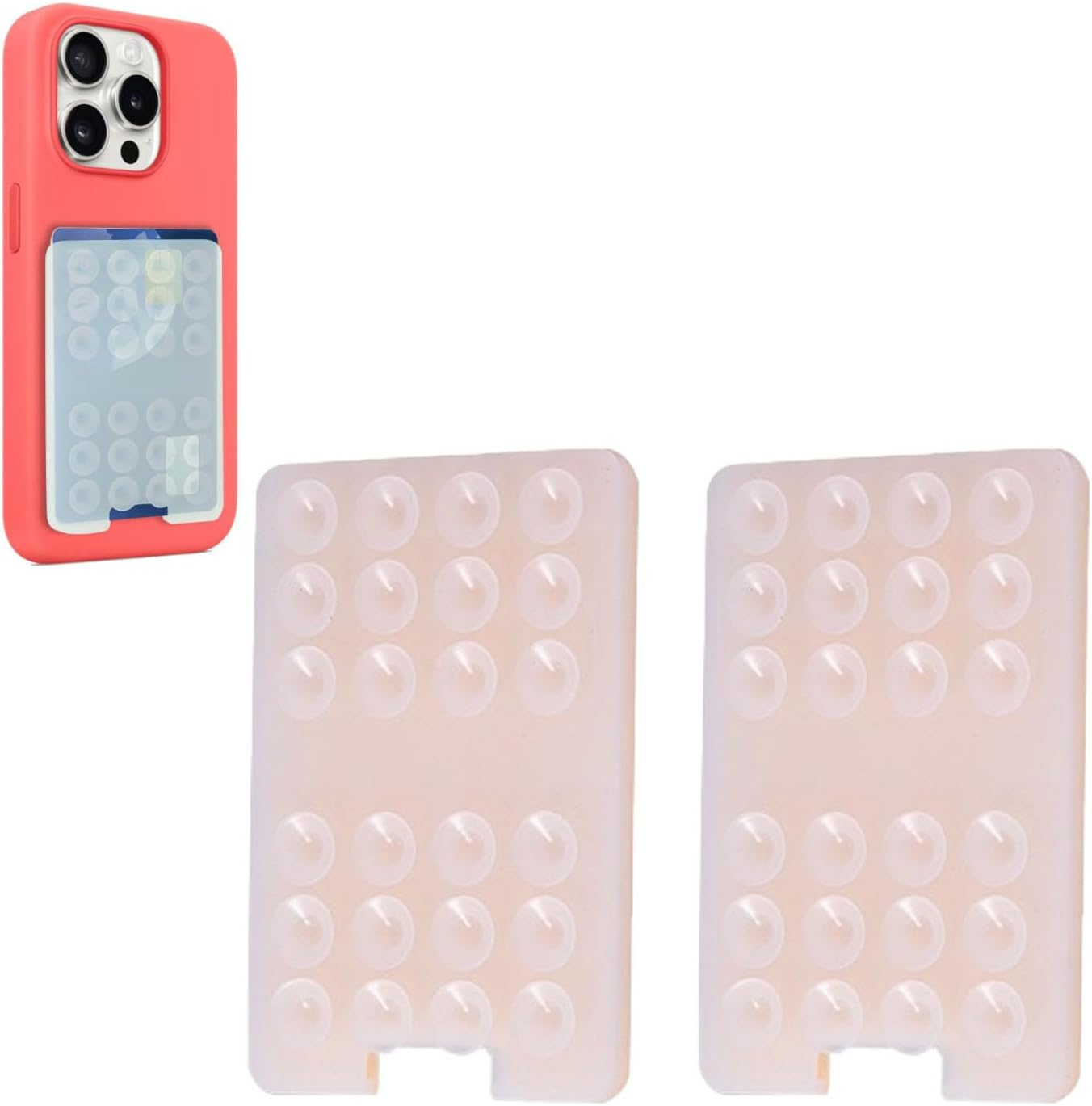 Silicone Suction Cup Phone Holder,2Pcs Phone Wallet,Adhesive Suction Phone Mount,Non Slip Suction Cup Phone Mount,Phone Suction Grip with Wallet (Black)