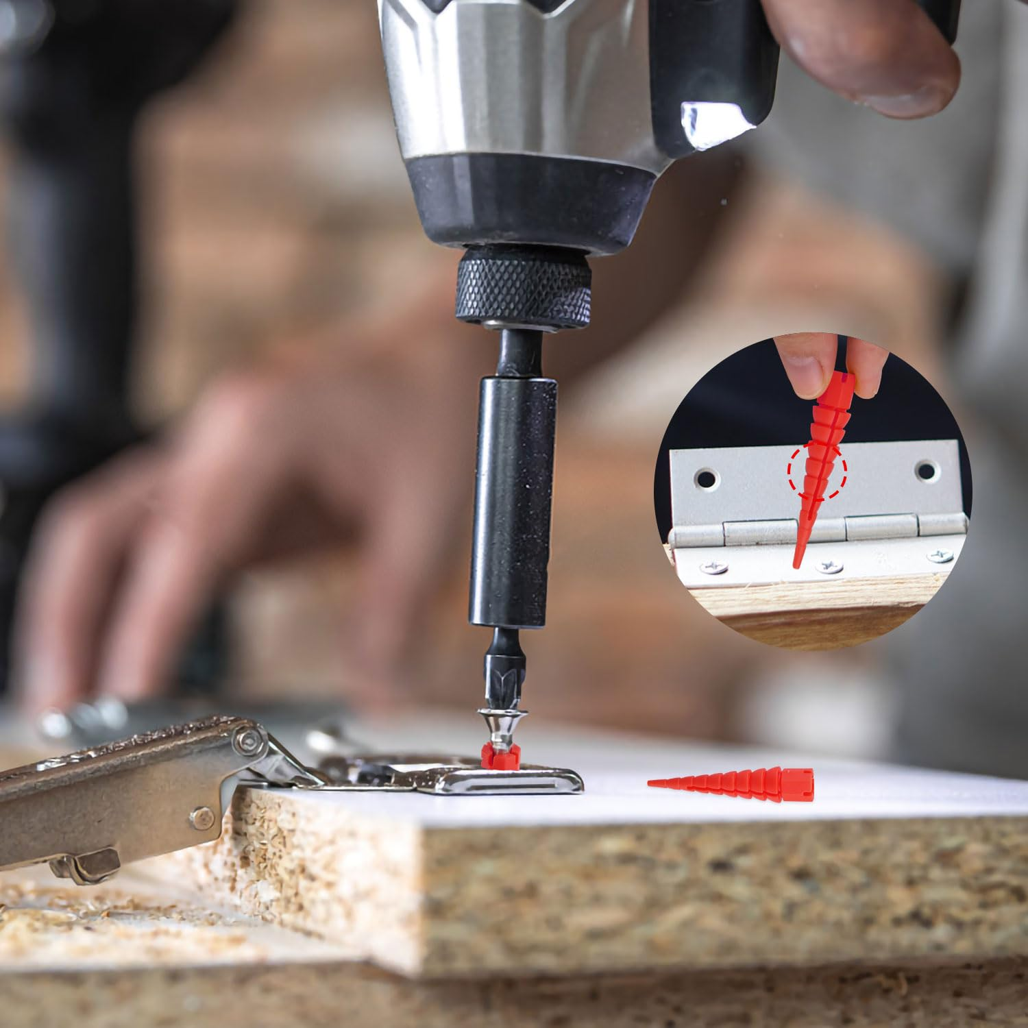 10Pcs Wood Anchors for Screws, Plastic Wood Anchor Stripped Screw Hole Repair Fixing Stripped Screw Holes for #2 to #16 Wood Screws Holes from Stripped to Gripped (Red) image number 4