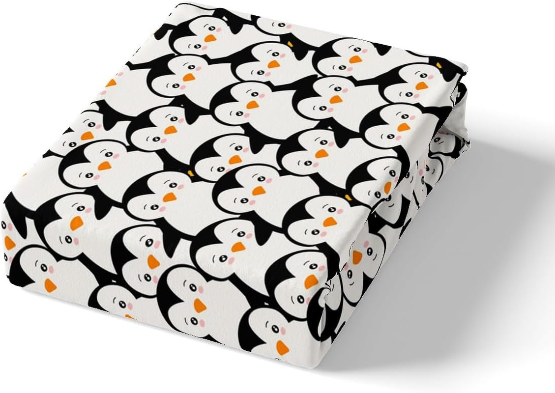 Homemissing Penguin Duvet Cover Set Cartoon Penguin Bedding Set for Kids Boys Girls Cute Animal Comforter Cover Lovely Funny Quilt Cover 3Pcs Double Size image number 5