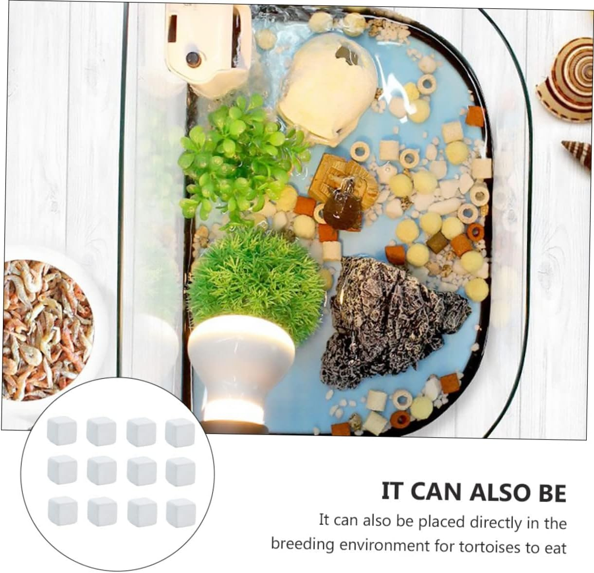 COLLBATH 12Pcs Turtle Tank Calcium Stone Natural for Aquarium Water Conditioning Safe for Reptiles Tortoises and Aquatic Pets image number 1