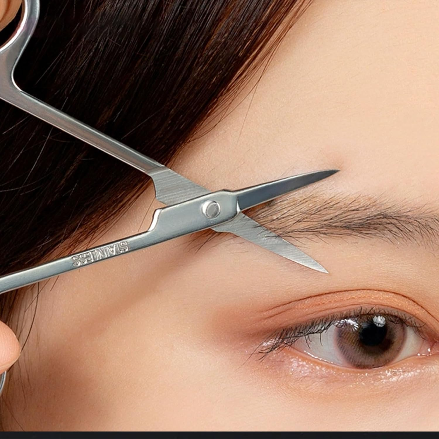 BGENHPON Grooming Scissors for Facial Hair - Small Beard Scissors Men Women - Eyebrow Nose Mustache Ear Trimming - Curved Safety Tip Stainless Steel 2PCS