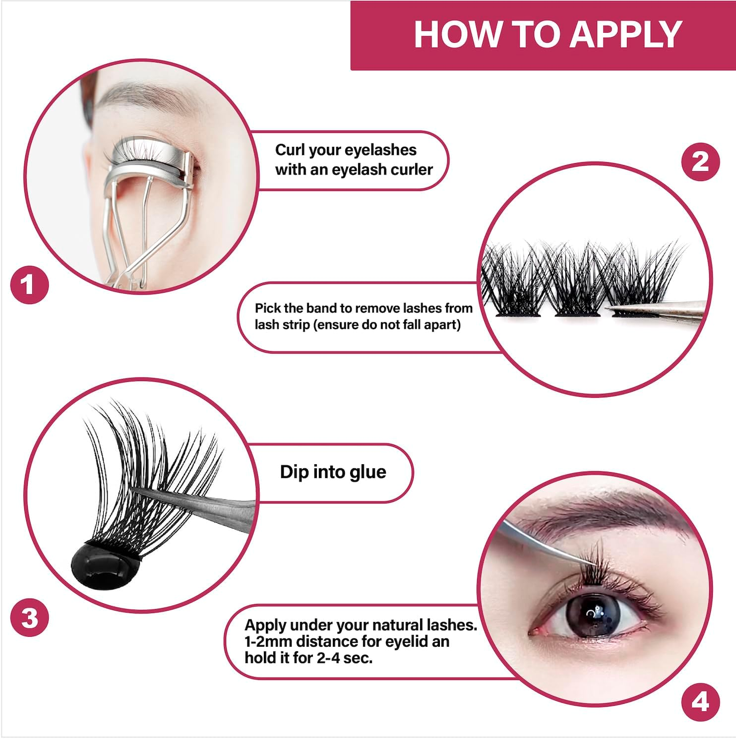 Individual Lashes M1 Dramatic Eyelash Extension 9-16Mm C Curl Soft Faux Mink Lashes Clusters C/D Curl Individual Lashes Extensions DIY Clusters Lashes -Happy Heartbeat(M1-0.07, C-9-16-MIX) image number 4