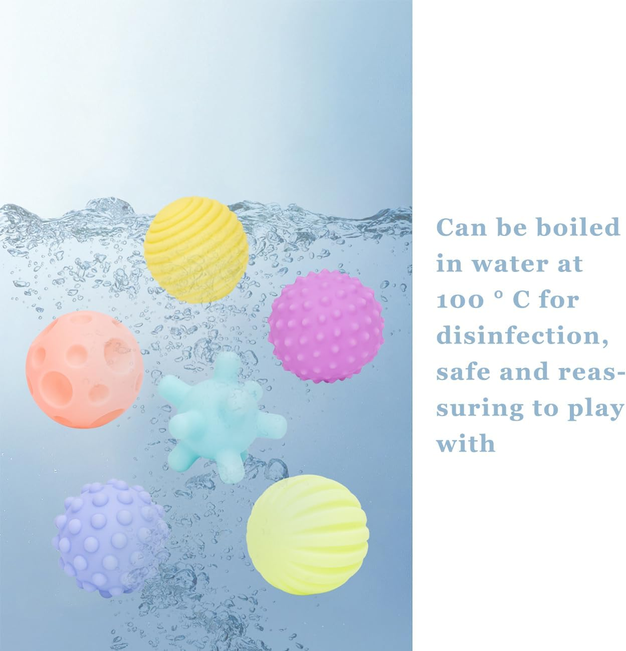 6 Pack Sensory Balls for Baby Sensory Baby Toys for Toddlers 1-3, Bright Color Textured Soft Squeezy Bath Ball, Montessori Toys for Babies Infant Gift Sets