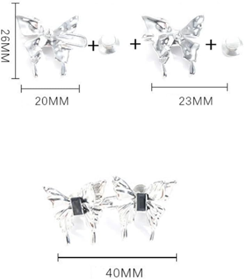 12Pcs Butterfly Jeans Waist Tightener,No Sewing Detachable Required Pant Buttons Pins,Butterfly Shape Pant Waist Tightener Jean Button Pins,Pants Button Tightener Pants Tightener for WAIS (Silvery) image number 1