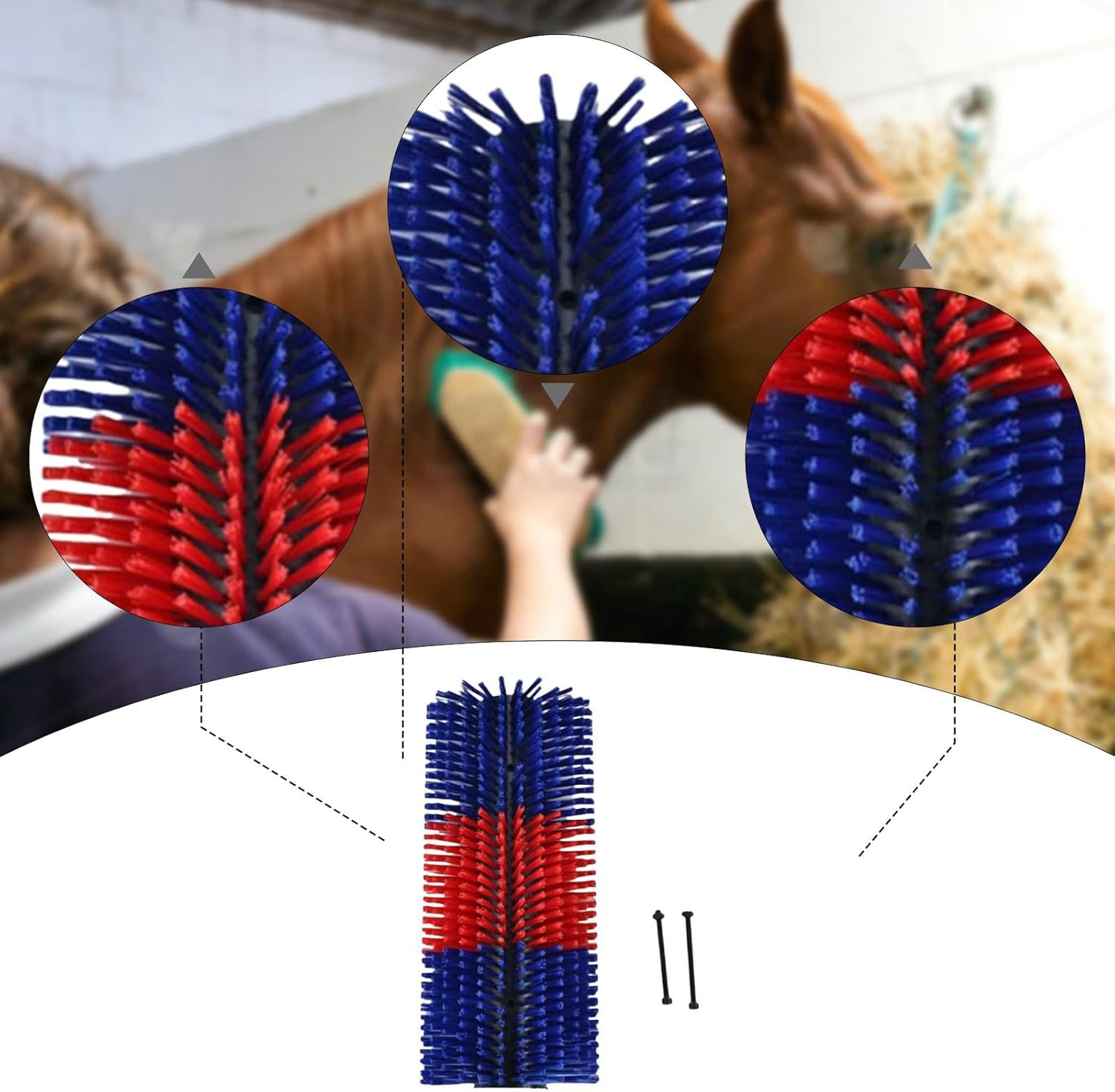 Kowaku Cattle Scratcher Brush, Back Scratching Massage Brush for Animal Back Scratching Post, Red Blue image number 4