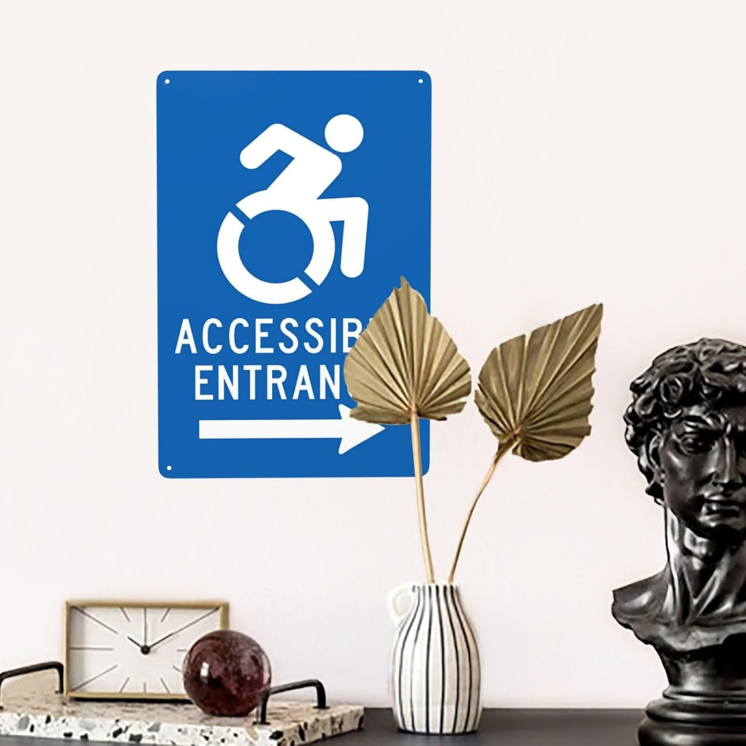 Handicap Parking Sign, Accessible Entrance Right with Arrow Metal Warning Signs, Cautions Security Tin Sign, Safety Signs for Street Business Wall Decor 8 X 12 Inch image number 5