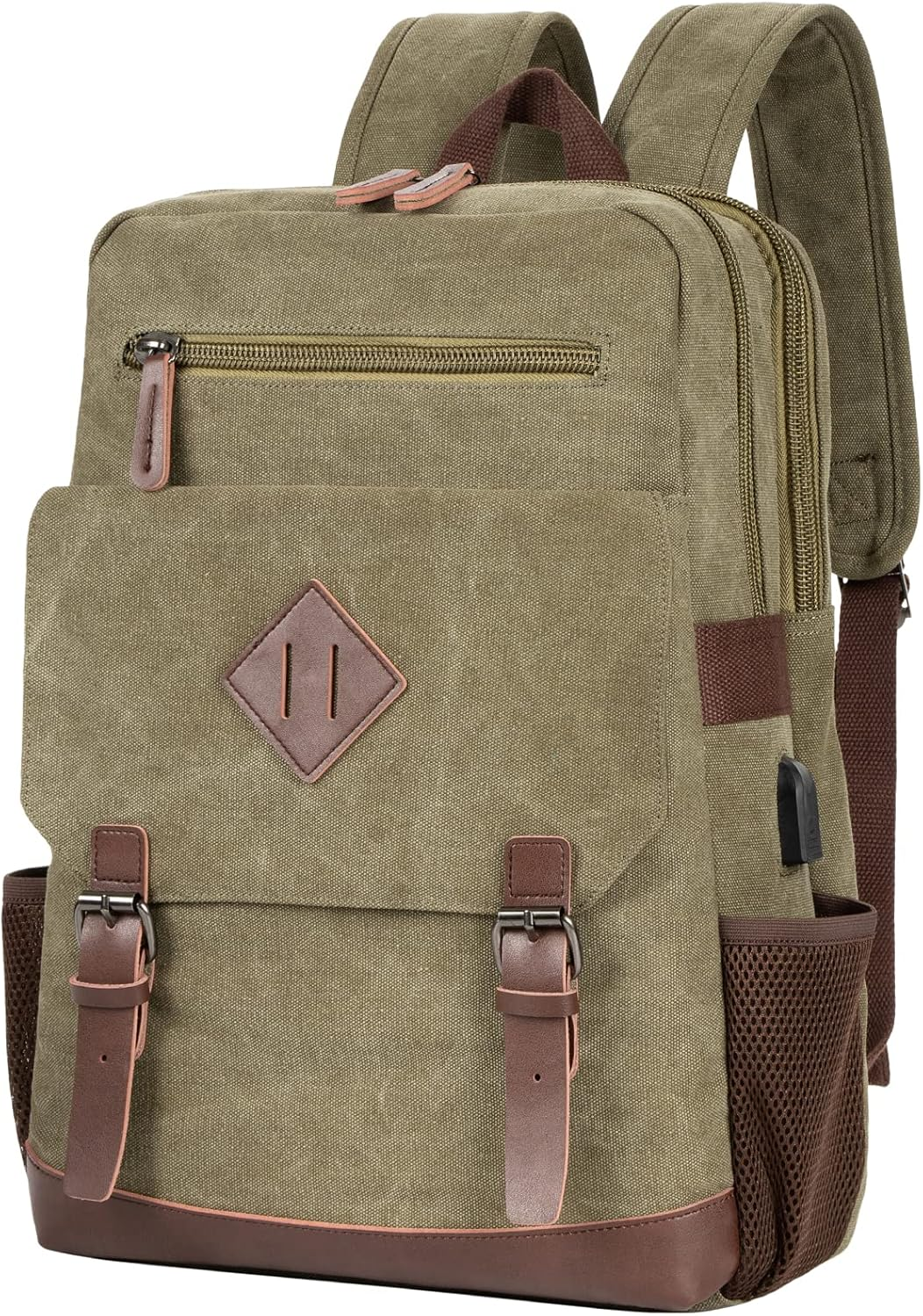 Canvas Backpack for Men Women, Vintage Rucksack Fits Most 15.6 Inch Laptop