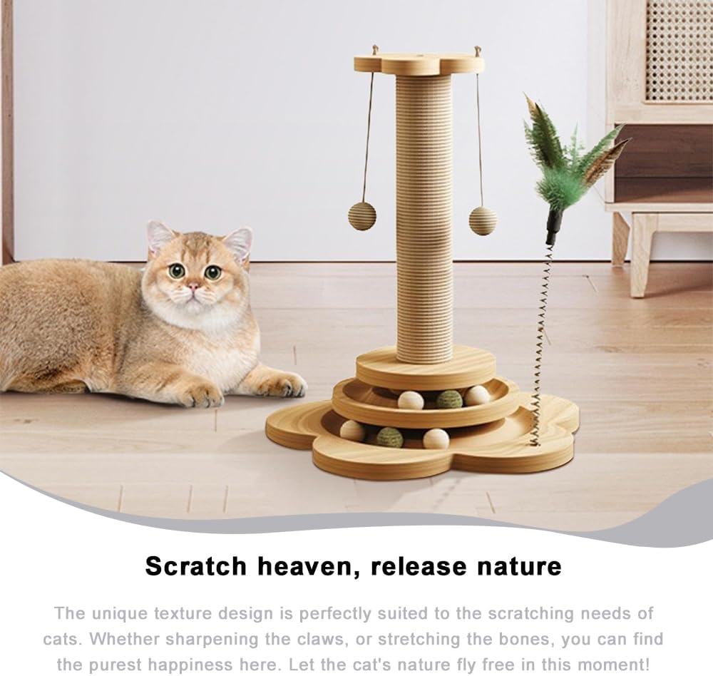 TOMVAES Plantains Cat Scratching Post, Sisal Cat Scratches Trees, Hanging Ball Toys, for Indoor Activity, Play, Intelligent Interactive image number 1