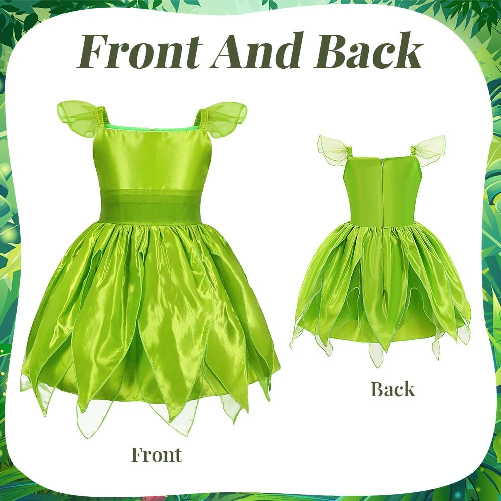 AUTOWT 5 PCS Fairy Dress up Costume Set with Butterfly Wings Fairy Wand Wreath Headband for Girls Kids Halloween Christmas Photography Birthday Dance Party Gift image number 5