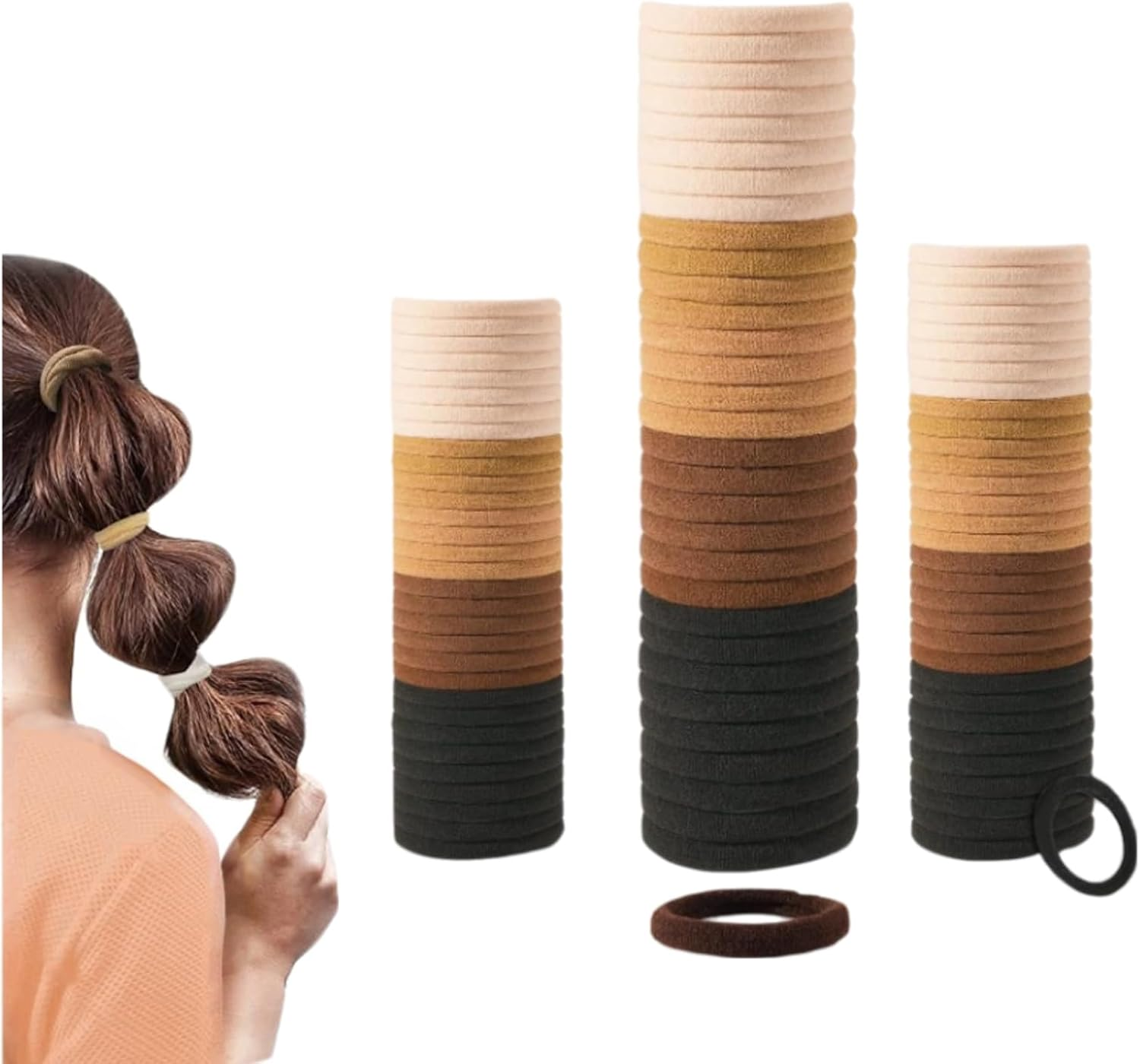 Pack of 100 Elastic Hair Bobbles Girls Soft Elastic Hair Seamless Hair Bands Thick Cotton Hair Bobbles Seamless Cotton Hair Bobbles for Women Men and Children image number 4