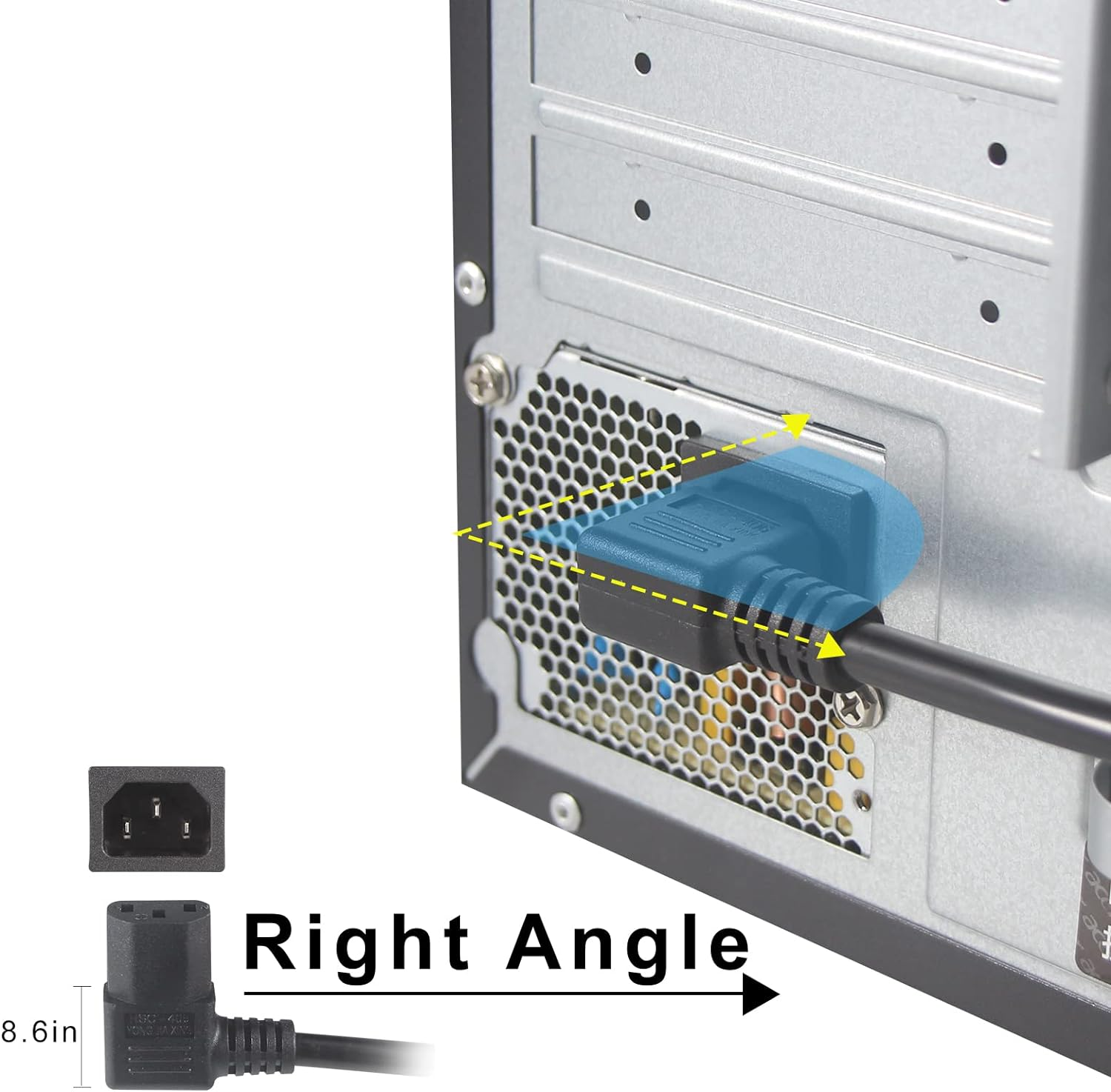 Right Angle C13 10A 250A Power Cord 3-Pin for IEC C13 L Shaped Connector Computer PC Monitor Rice Cooker Kettle Lead image number 6