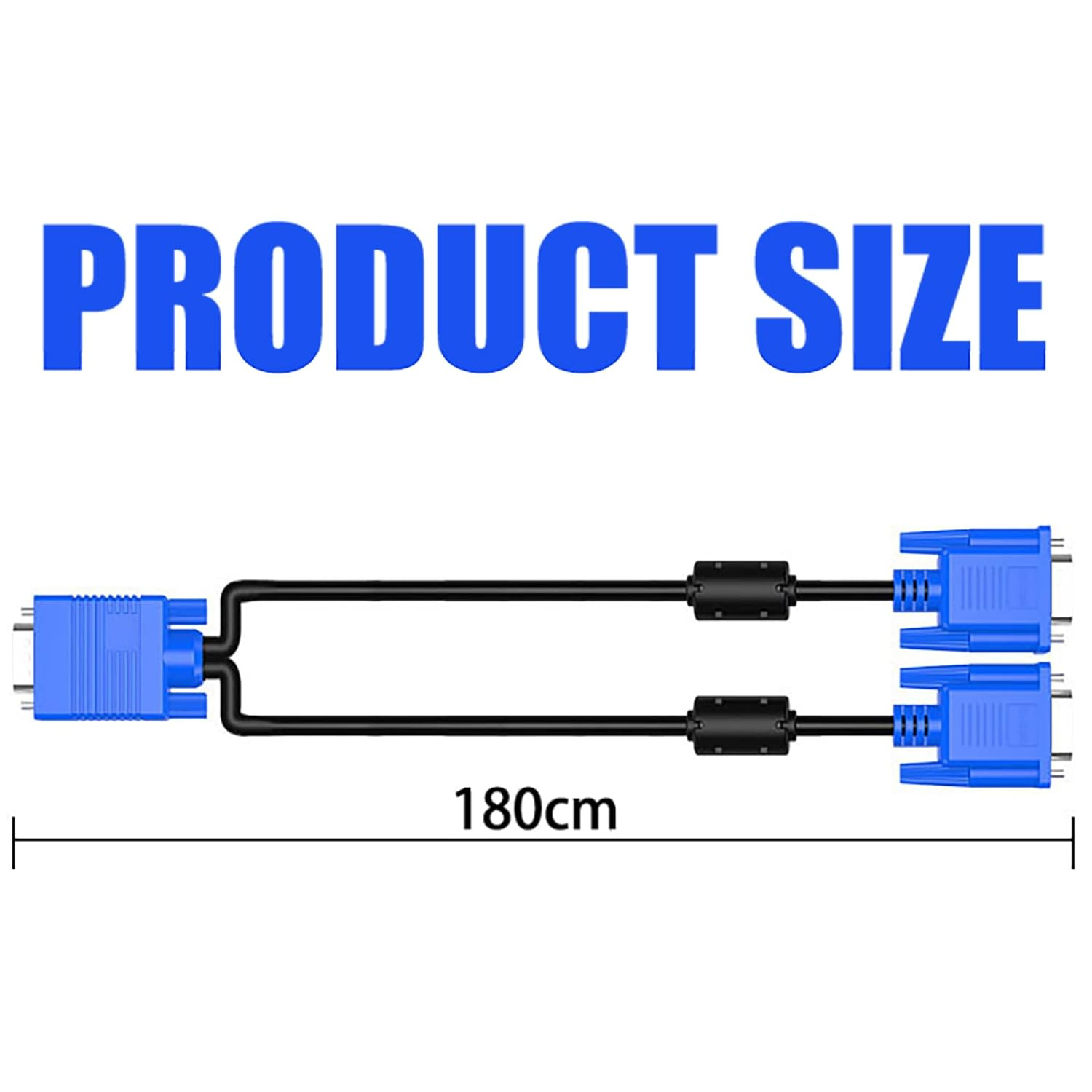 Tunghey VGA Splitter Cable Dual Monitor Y Adapter Video Cord 1 Male to 2 Male Screen Duplication Support 1080P Full HD for Projectors, Hdtvs, Monitors 1.8M