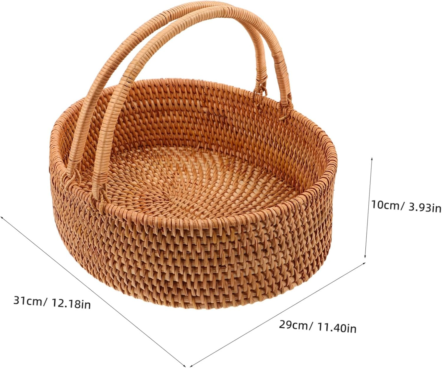 Mipcase Portable Large Willow Rattan Basket with Handle for Picnic and Fruit Storage Handwoven Kitchen Organizer with Openweave Breathable Design for Outdoor Activities and Home image number 2