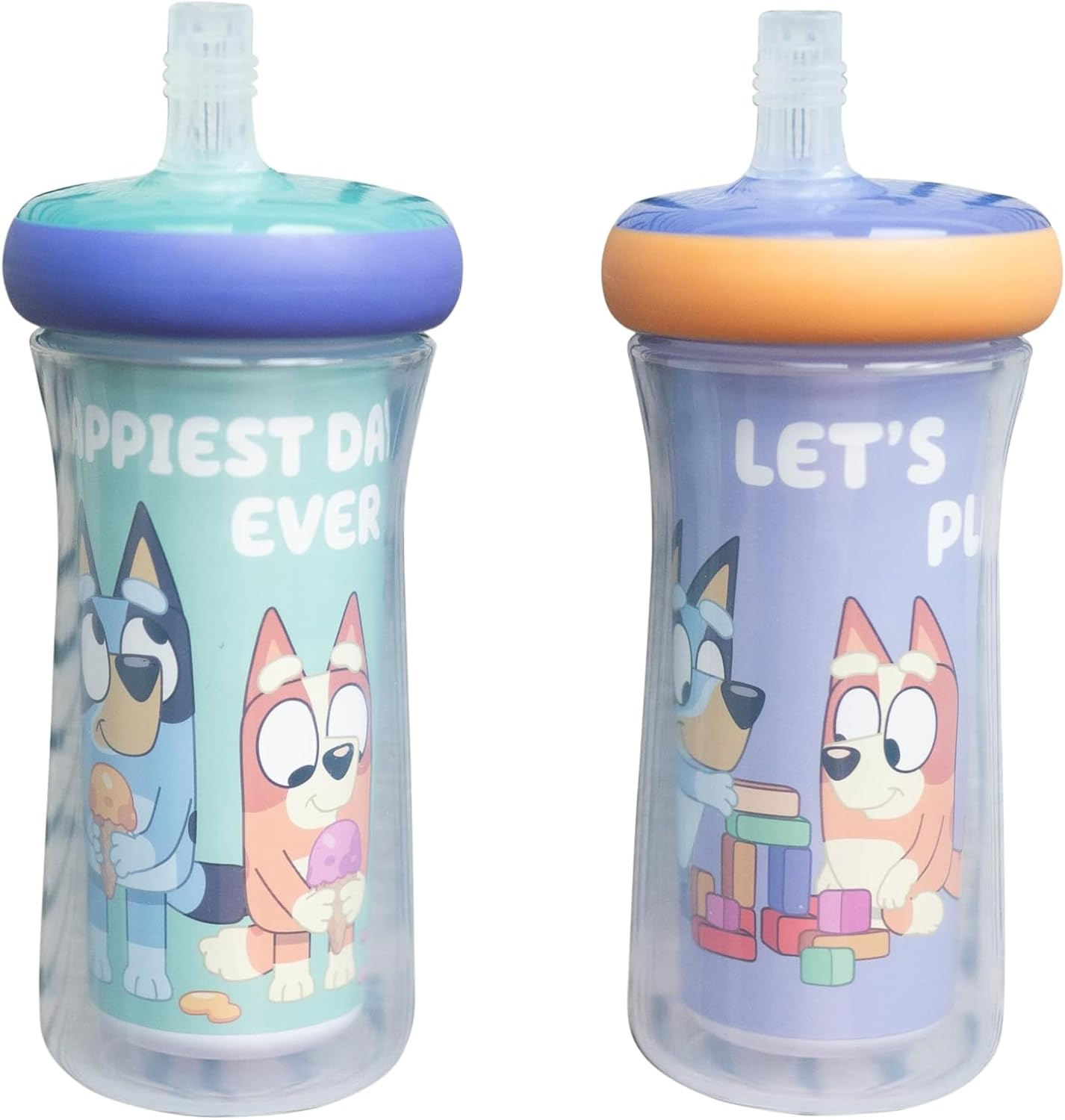 Tomy the First Years Bluey Insulated Straw Spill Proof Cup 266Ml (9Oz) - Bluey Sippy Cups with Straw - Kids Water Bottles - 2 Pack | 9M+ image number 2