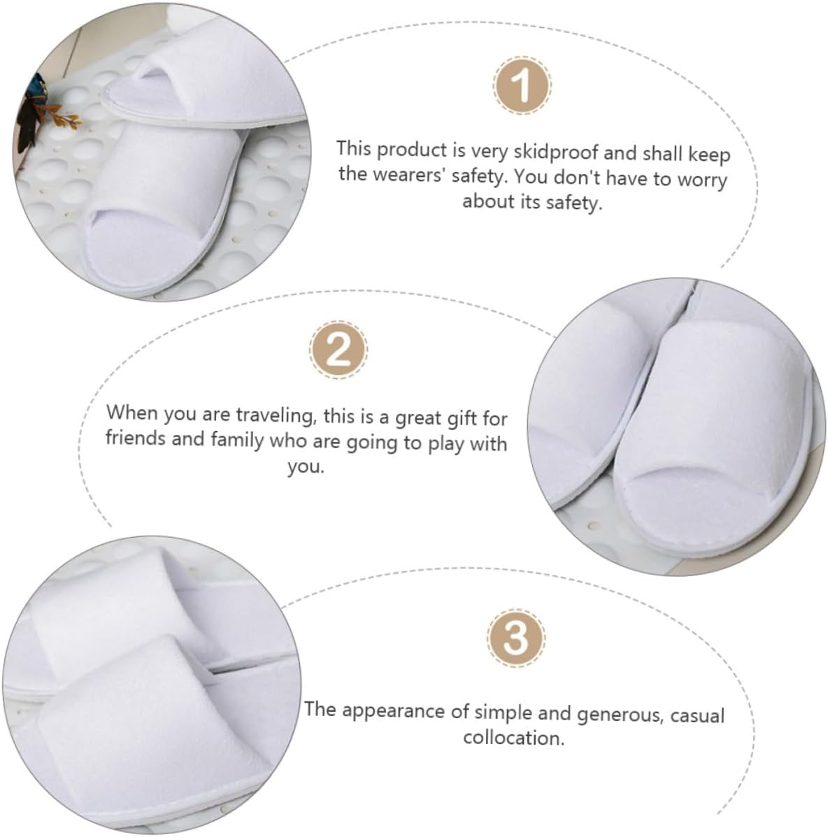 Minkissy 10Pairs Disposable One-Off Babouche Slipper Comfortable Thickened Hotel Guest Slippers for Women