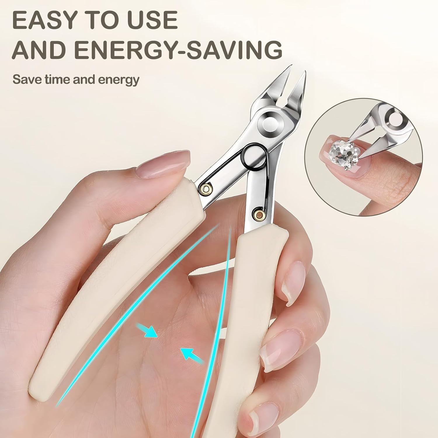 1 X Manicure Nail Clippers, Rhinestone Stitches, Gemstone Removal Cutter, Mini Electronic Side Cutter, Stainless Steel Pliers, Precise Cutter for Model Making, Nail Art, Plastic, Copper Wire, Portable image number 3